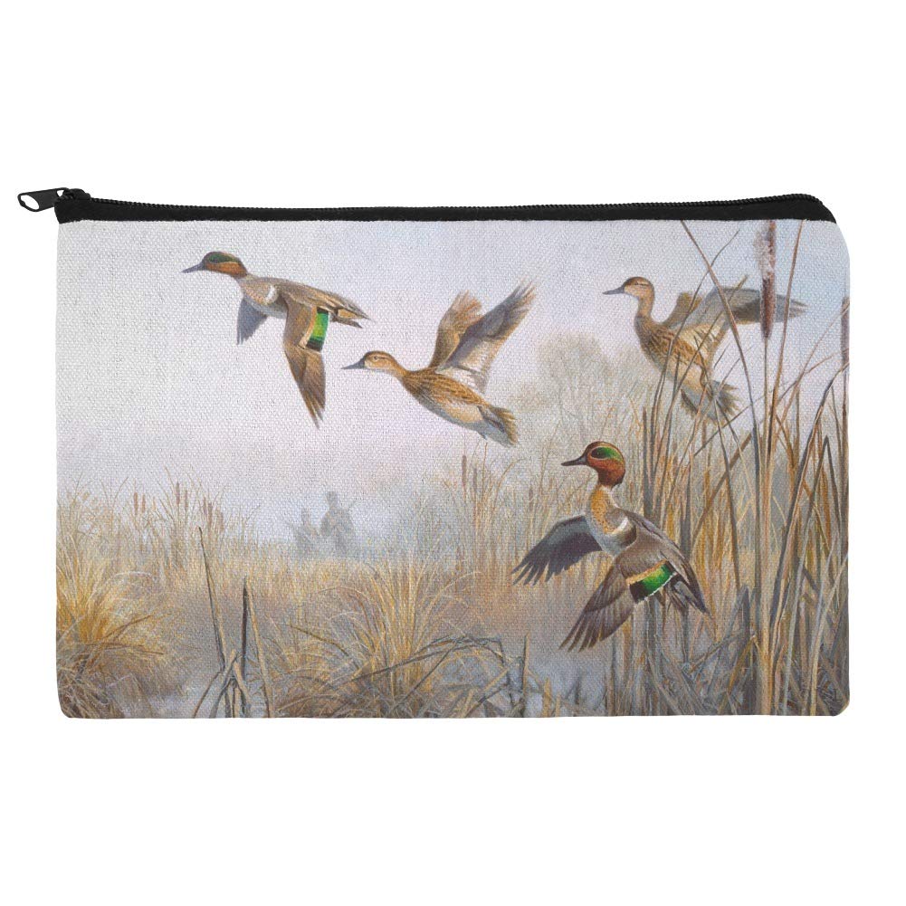 Green-Winged Teal Ducks Hunting Cosmetic Bag - Waterproof Makeup Organizer Pouch for Travel & Outdoor Adventures | Perfect for Hunters, Camping & Daily Use