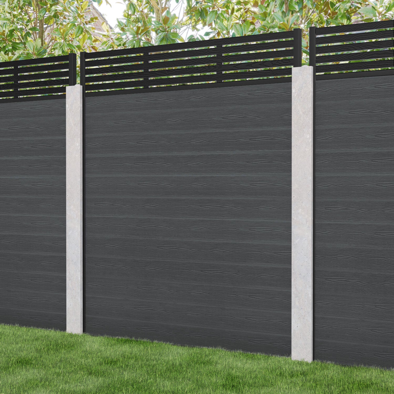Dark Grey Classic Aspen Fence Panel for Concrete Posts - Durable Outdoor Privacy Fence for Backyard, Garden, and Patio