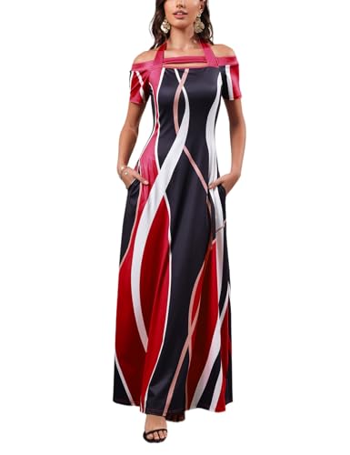 Plus-size Hawaiian Summer Maxi Dress Red 2064