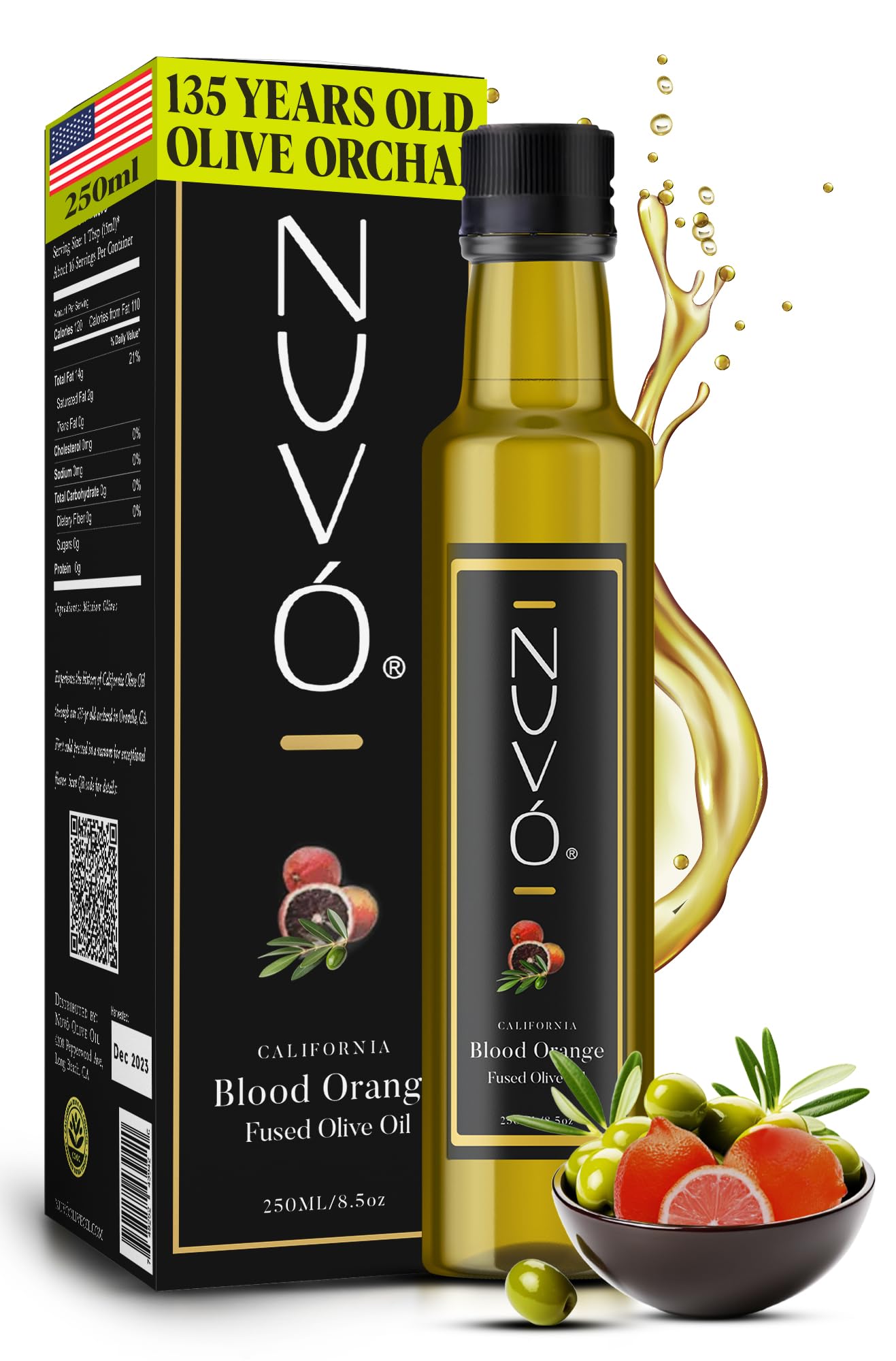 Premium Cold-Pressed Blood Orange Infused Olive Oil - 500ml | Gourmet Cooking, Salad Dressing & Baking | Rich Flavor & Antioxidant Benefits