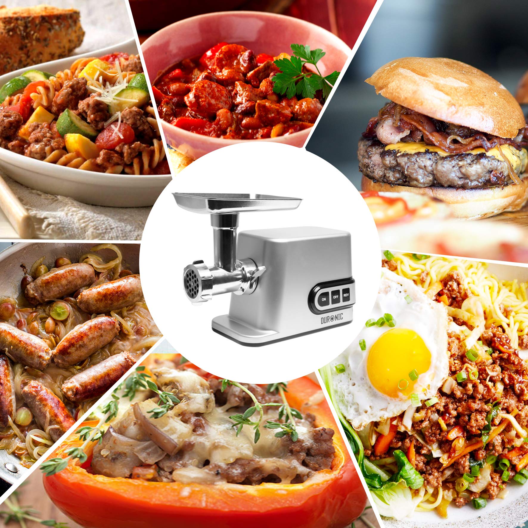 Duronic MG301 Electric Meat Grinder - Heavy Duty Stainless Steel Mincer Machine for Beef, Pork, Fish & Vegetables | Perfect for Homemade Sausages, Kebabs, Kibbeh & Food Prep | Ideal for Home Kitchens & Butcher Shops