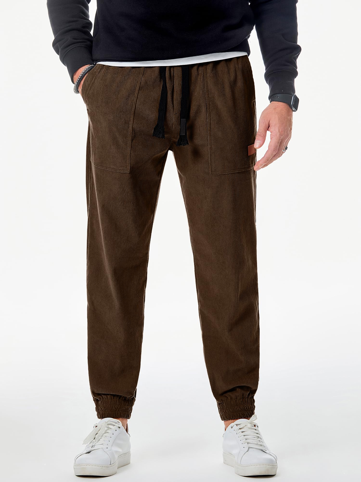 **JMIERR Men's Corduroy Joggers - Casual Cargo Pants with Drawstring Elastic Waist, Baggy Tapered Sweatpants & Pockets | Perfect for Lounge, Streetwear & Outdoor Activities**