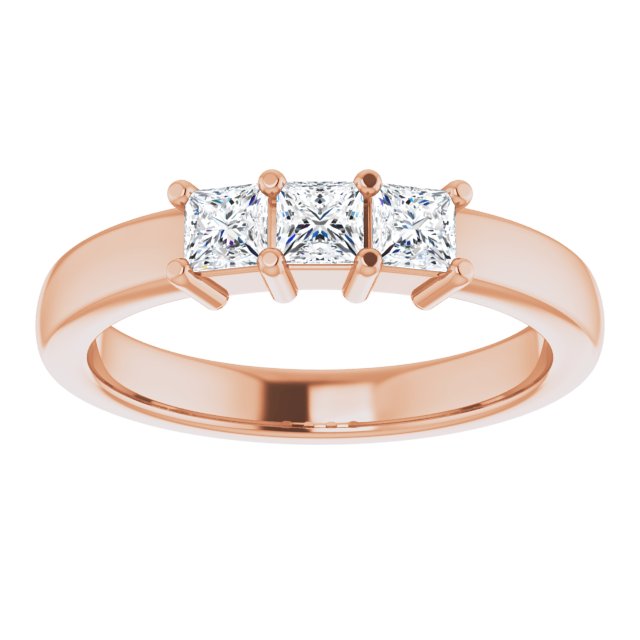 0.54 Carat Princess Cut Diamond 3 Stone Wedding Ring - Elegant Prong Set Bridal Band for Engagement, Anniversary & Special Occasions