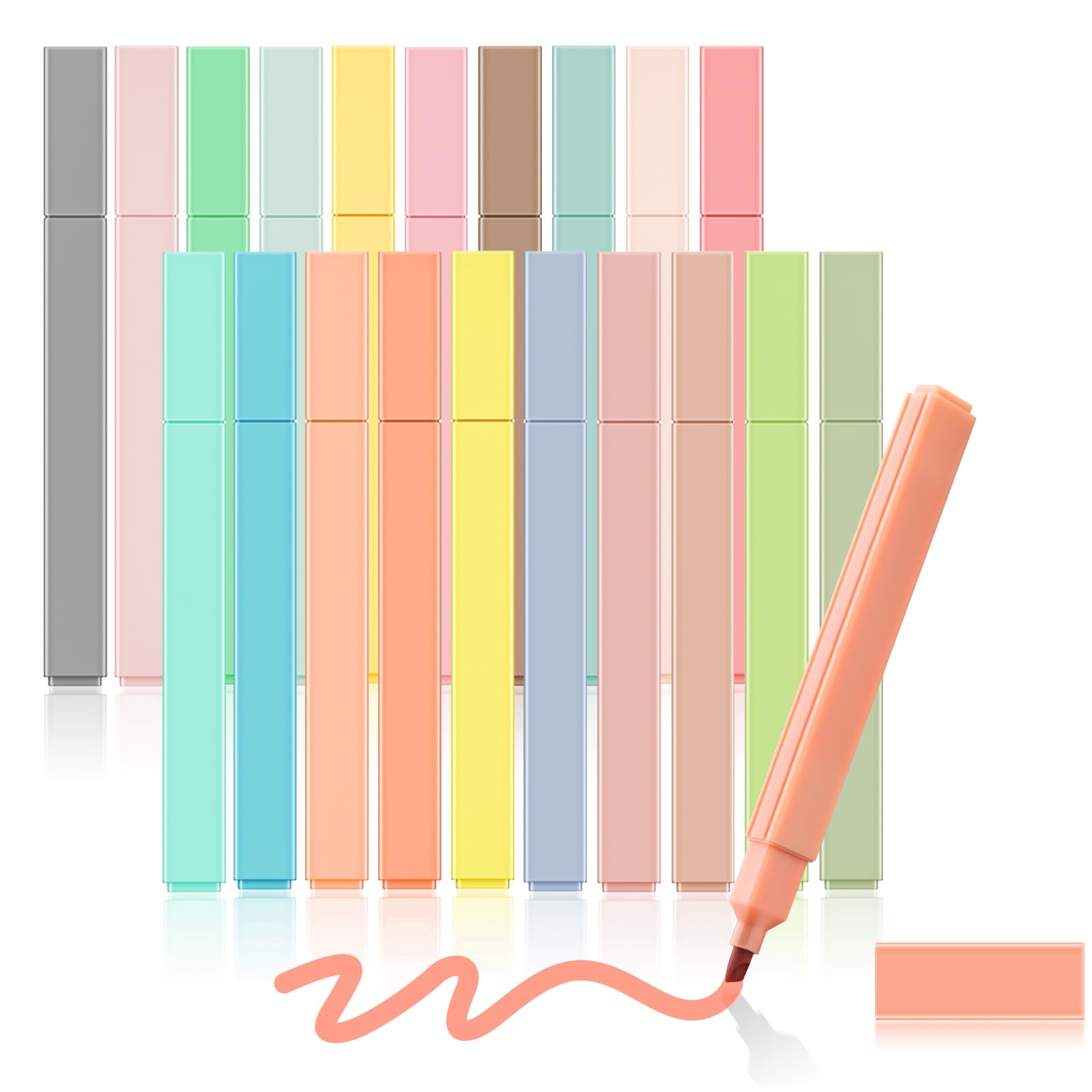 Pastel Highlighters 20 Colors - No Bleed Bible Pens for School & Study