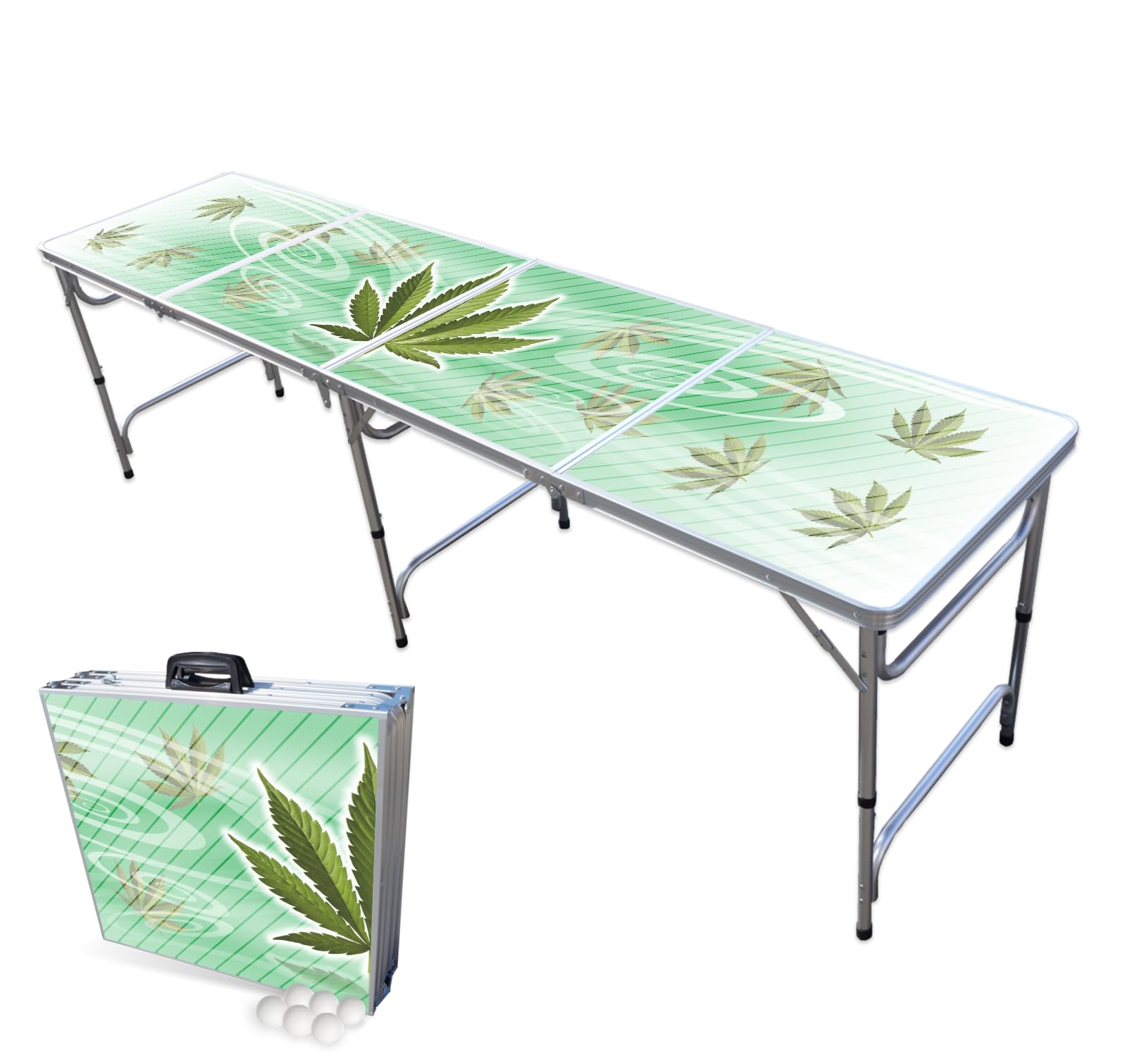 PARTYPONG 8-Foot Folding Beer Pong Table - High Times Edition | Portable Party Game Table for Outdoor & Indoor Events | Perfect for College Parties, Tailgates & Backyard Gatherings