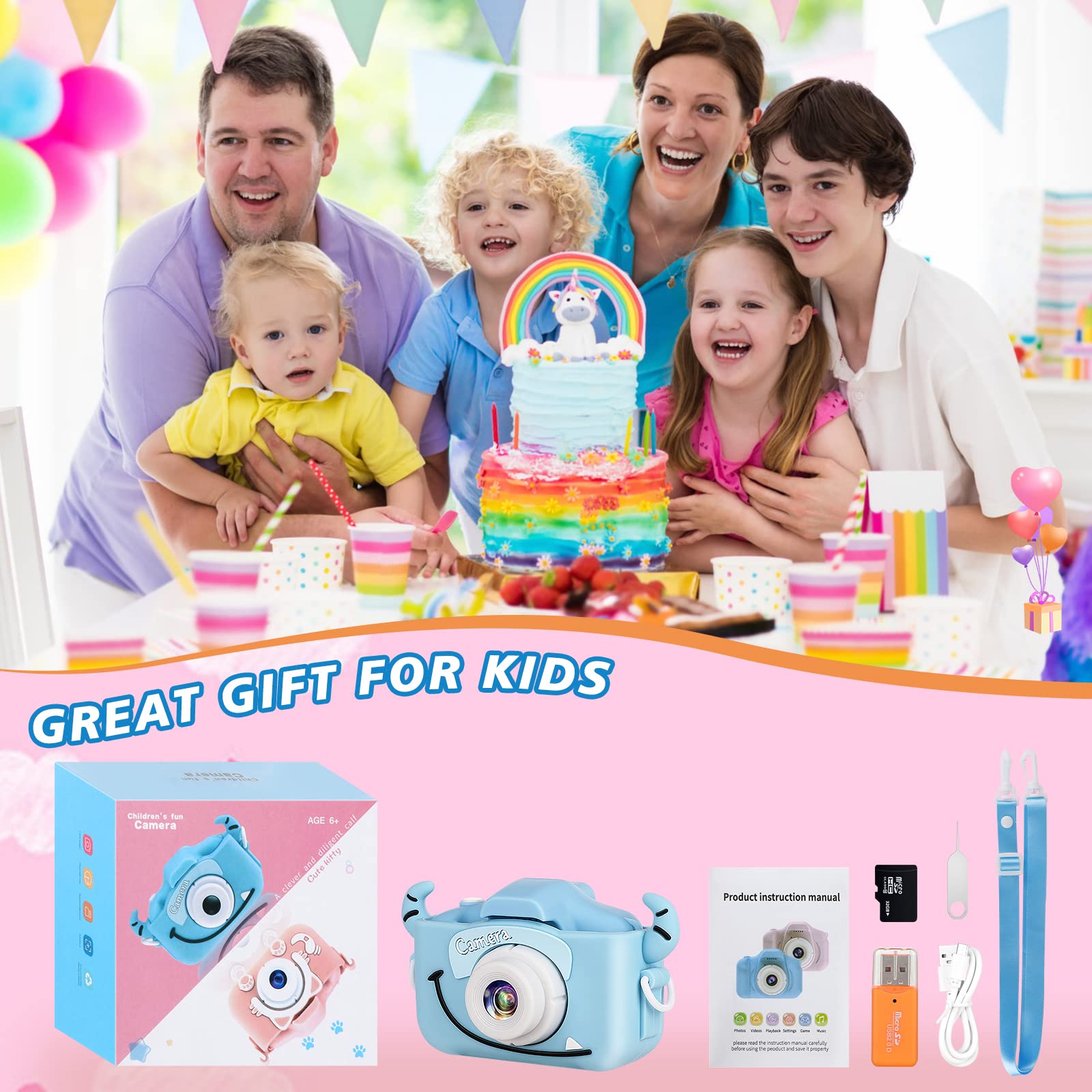 **HD Kids Digital Camera for Boys & Girls Ages 6-8 - Selfie & Video Camera with 32GB SD Card - Perfect Christmas & Birthday Gift for Toddlers - Capture Fun Moments at Parties, Travel & Family Events**