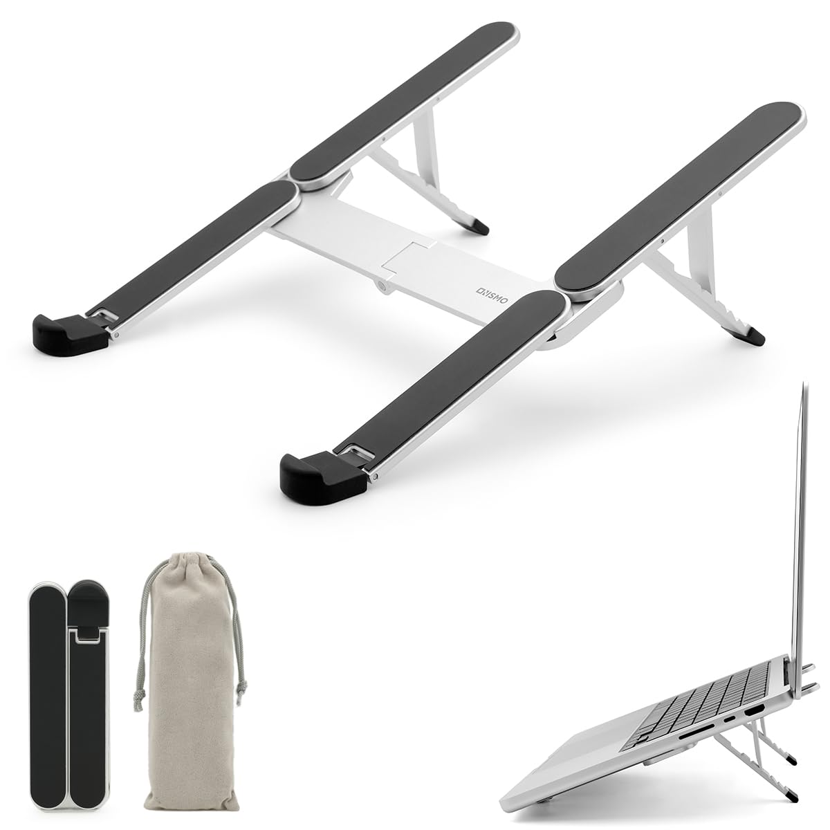 Ergonomic Aluminum Laptop Stand - Foldable & Adjustable with 5-Level Height, Heat Dissipation, Non-Slip Base for 11-16 Inch Laptops - Perfect for Gaming, Office Work, Home Use & Travel Accessories