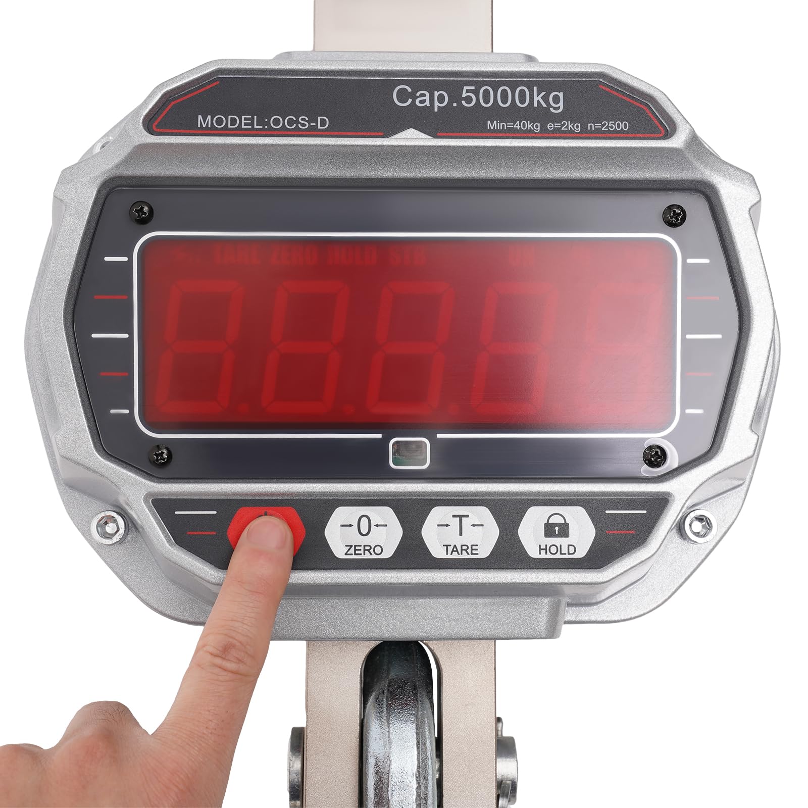 5000kg/11023lbs Digital Crane Scale with Remote Control - Heavy Duty Industrial Hanging Scale with Snap-on Hook for Factory & Construction (9.53x7.4x23.62in, Silver Grey) - Perfect for Lifting, Weighing & Material Handling in Warehouses, Shipyards & Manufacturing Plants