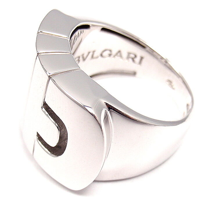Authentic Bvlgari Bulgari 18K White Gold Parentesi Ring Band - Size 5, Classic Luxury Jewelry for Women - Perfect for Weddings, Anniversaries & Special Occasions