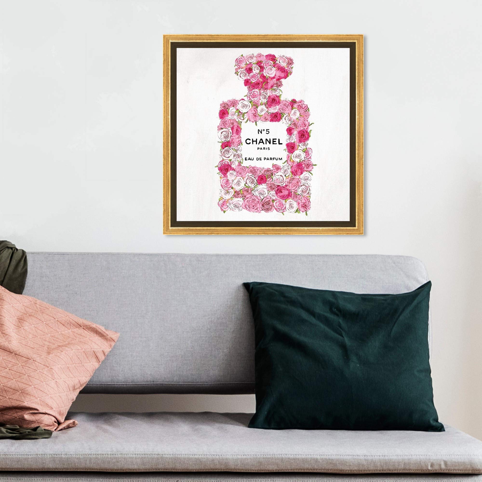 Oliver Gal Artist Co. 'Number 5 Rose II' Pink Floral Framed Wall Art Canvas Print - 12