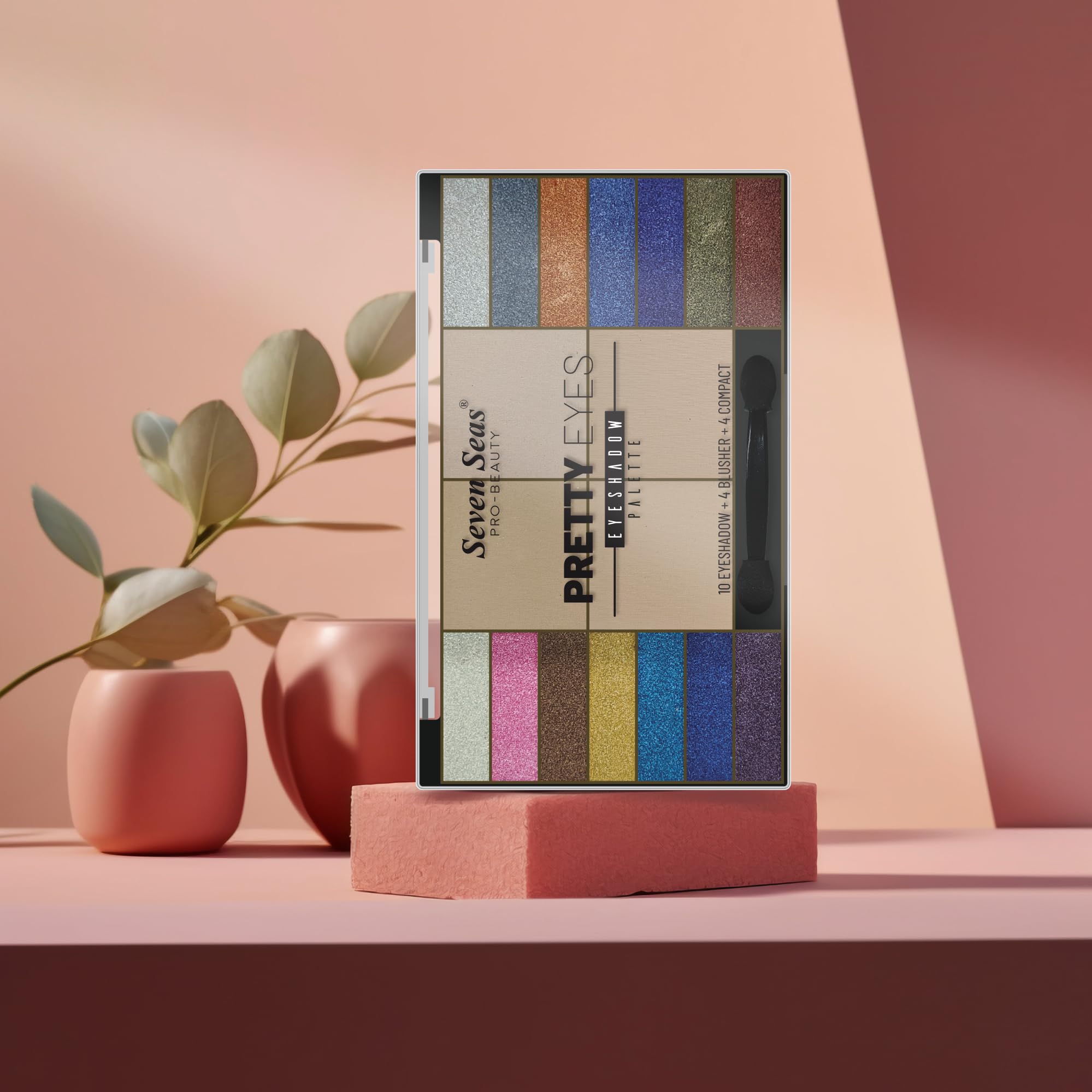Seven Seas Pretty Eye Eyeshadow Palette - Highly Pigmented, Long-Lasting & Blendable | 35Gm Multicolor Shimmer & Glitter Makeup Palette for Day to Night Looks | Perfect for Parties, Weddings & Special Occasions