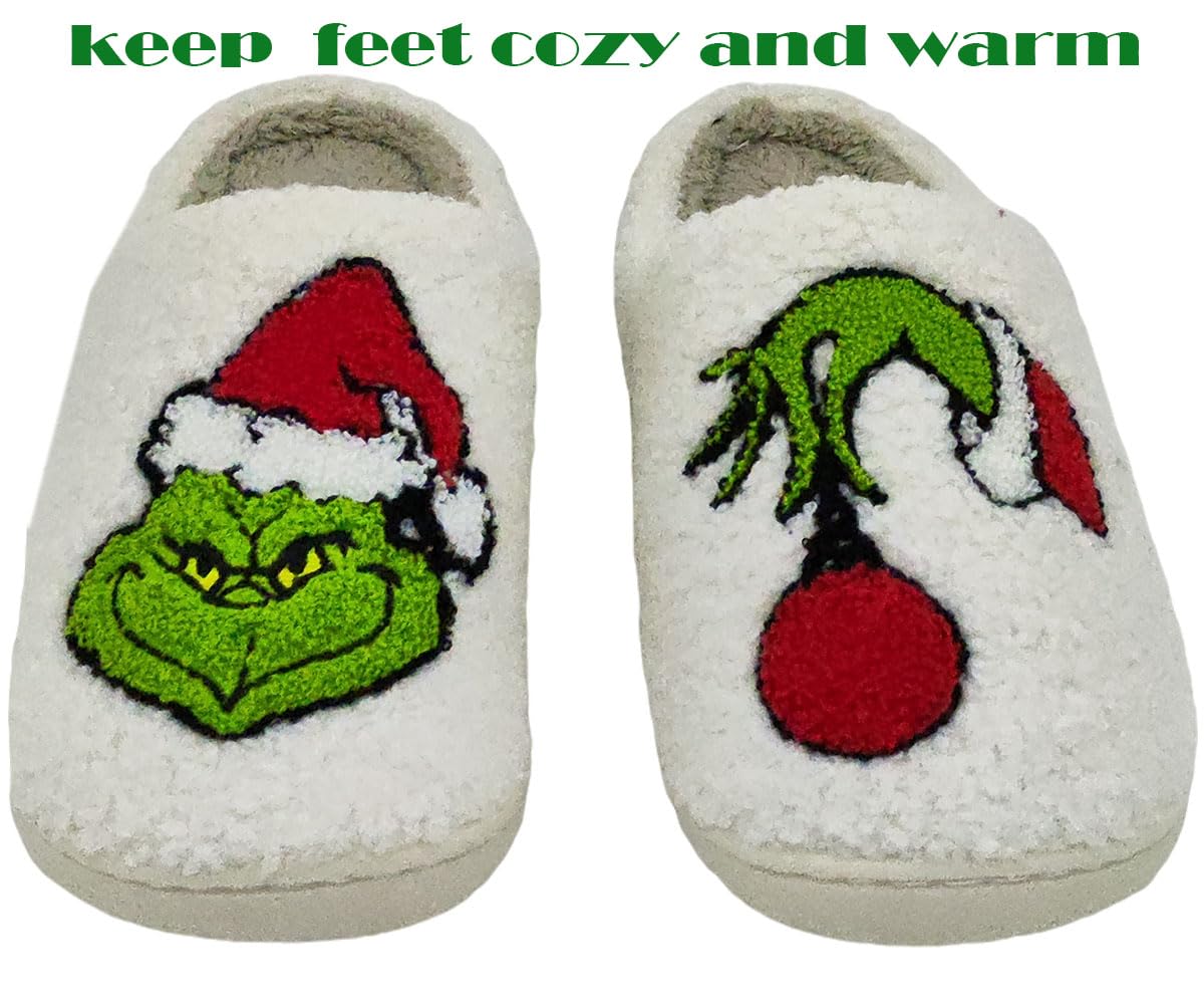 Christmas Greench Reindeer & Pumpkin Slippers for Women & Men - Cozy Memory Foam Indoor House Slippers, Fuzzy Fall Bedroom Slippers for Ladies & Gentlemen | Perfect for Holiday Gifts, Winter Comfort & Home Relaxation