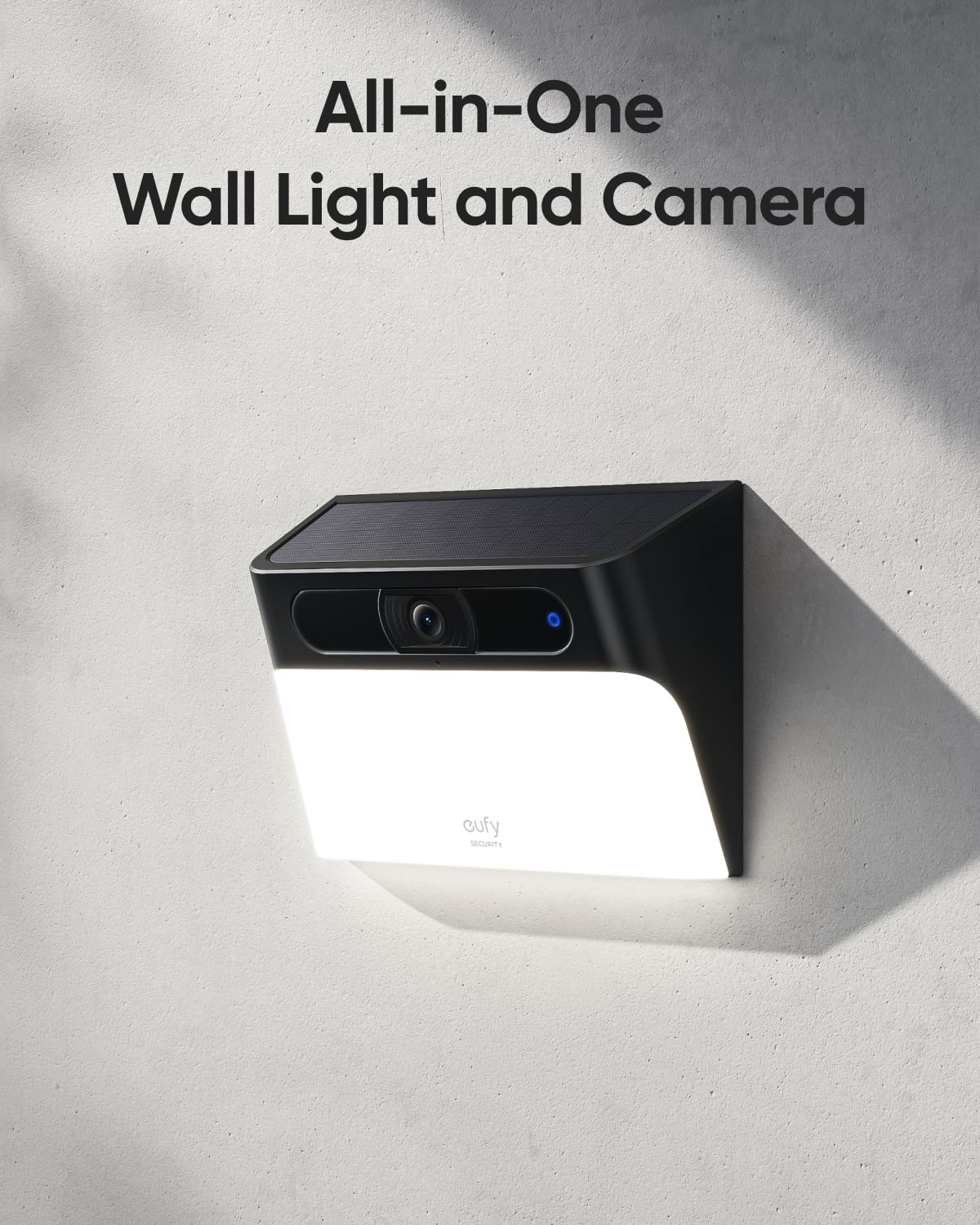 eufy Security Solar Wall Light Cam S120 - 2K Wireless Outdoor Security Camera with Forever Power, Motion Activated Light & AI Detection | IP65 Waterproof Solar Spotlight Camera, No Monthly Fees (Renewed) - Perfect for Home Security, Backyard Monitoring & Nighttime Property Protection