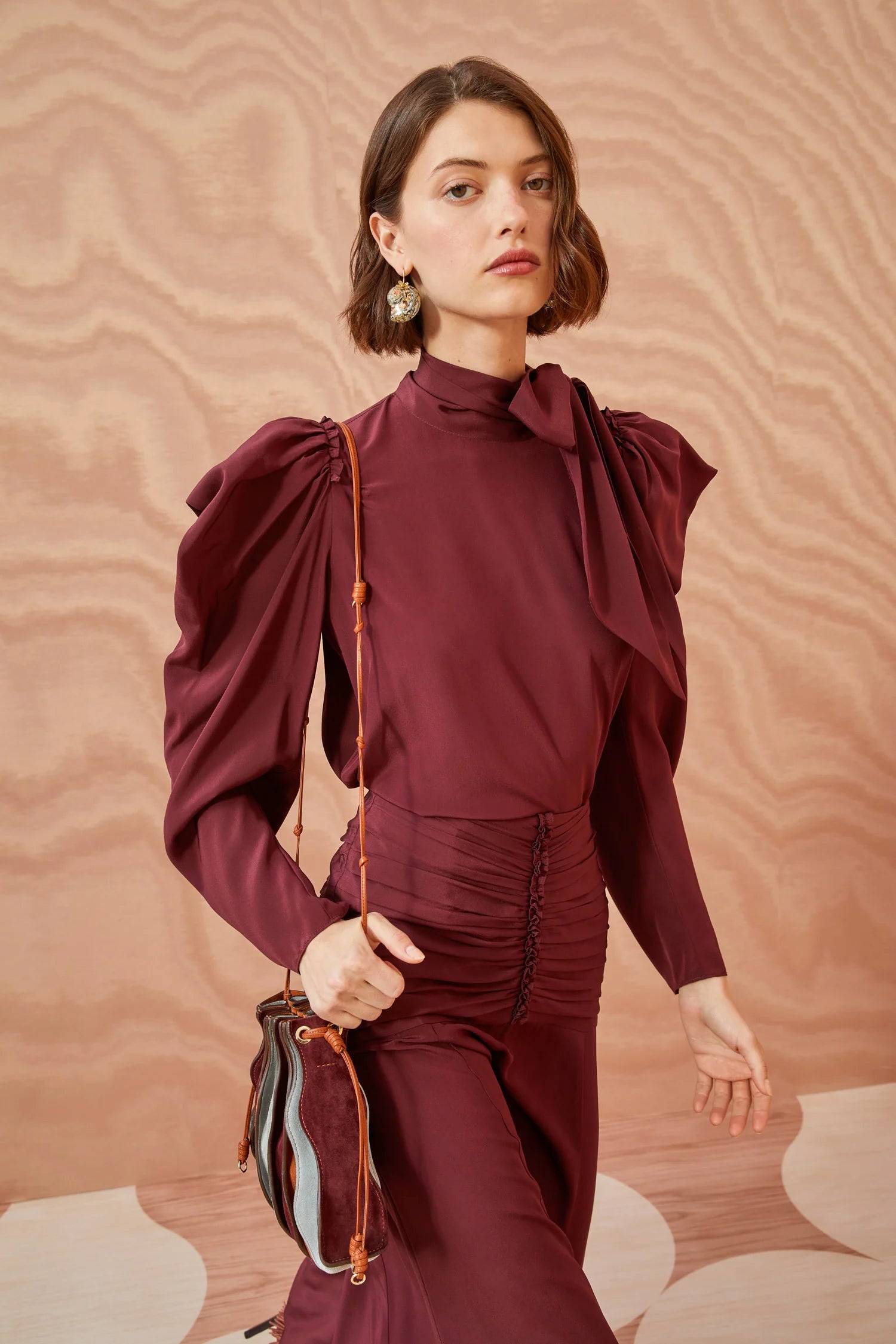 Brea Blouse Women's Fashion Top in Mahogany Red - Perfect for Office Wear, Date Night & Casual Outfits
