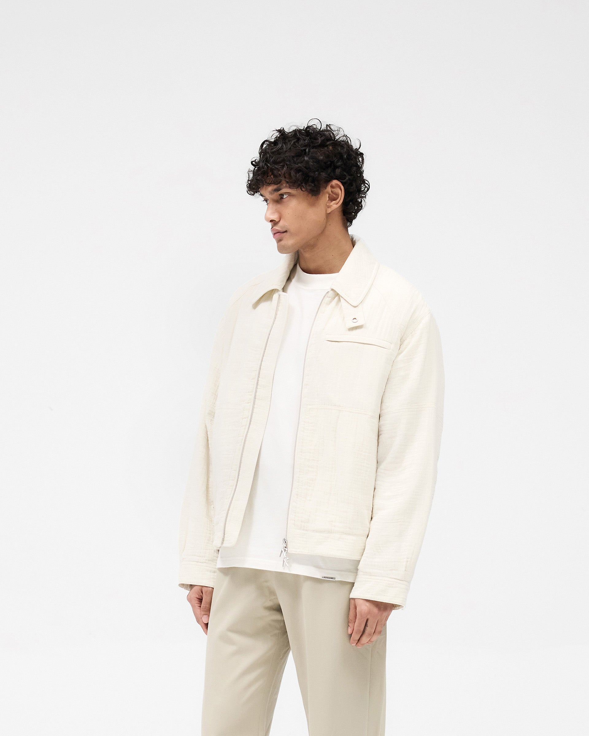 Stylish Crinkle Trucker Jacket in Ecru - Perfect for Casual Outfits & Streetwear Fashion
