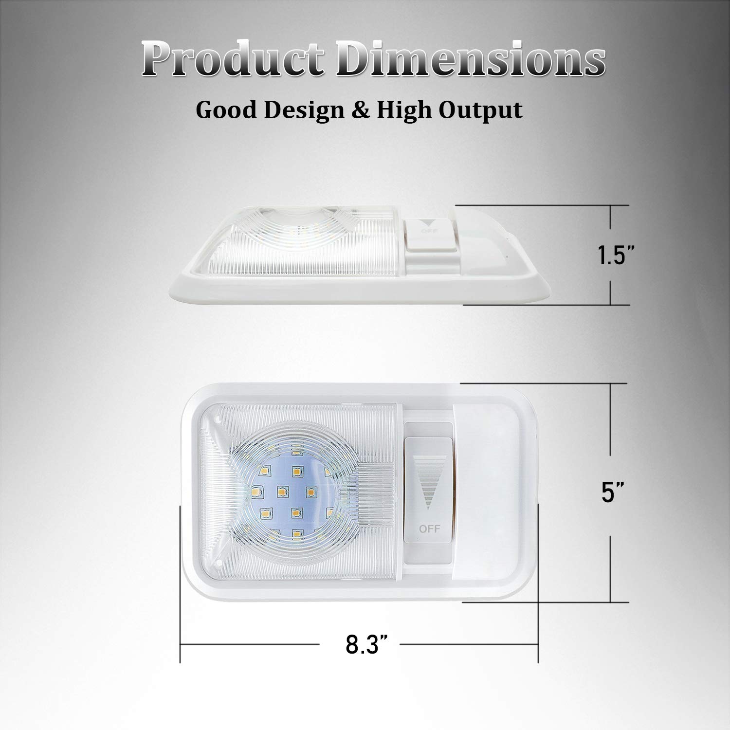 Dimmable RV Ceiling Dome Light - 24 LED Adjustable Interior Lighting for Car, Marine Boat, Trailer & Camper Vans | Natural White 4000-4500K | Perfect for Night Driving & Cozy Cabin Ambiance