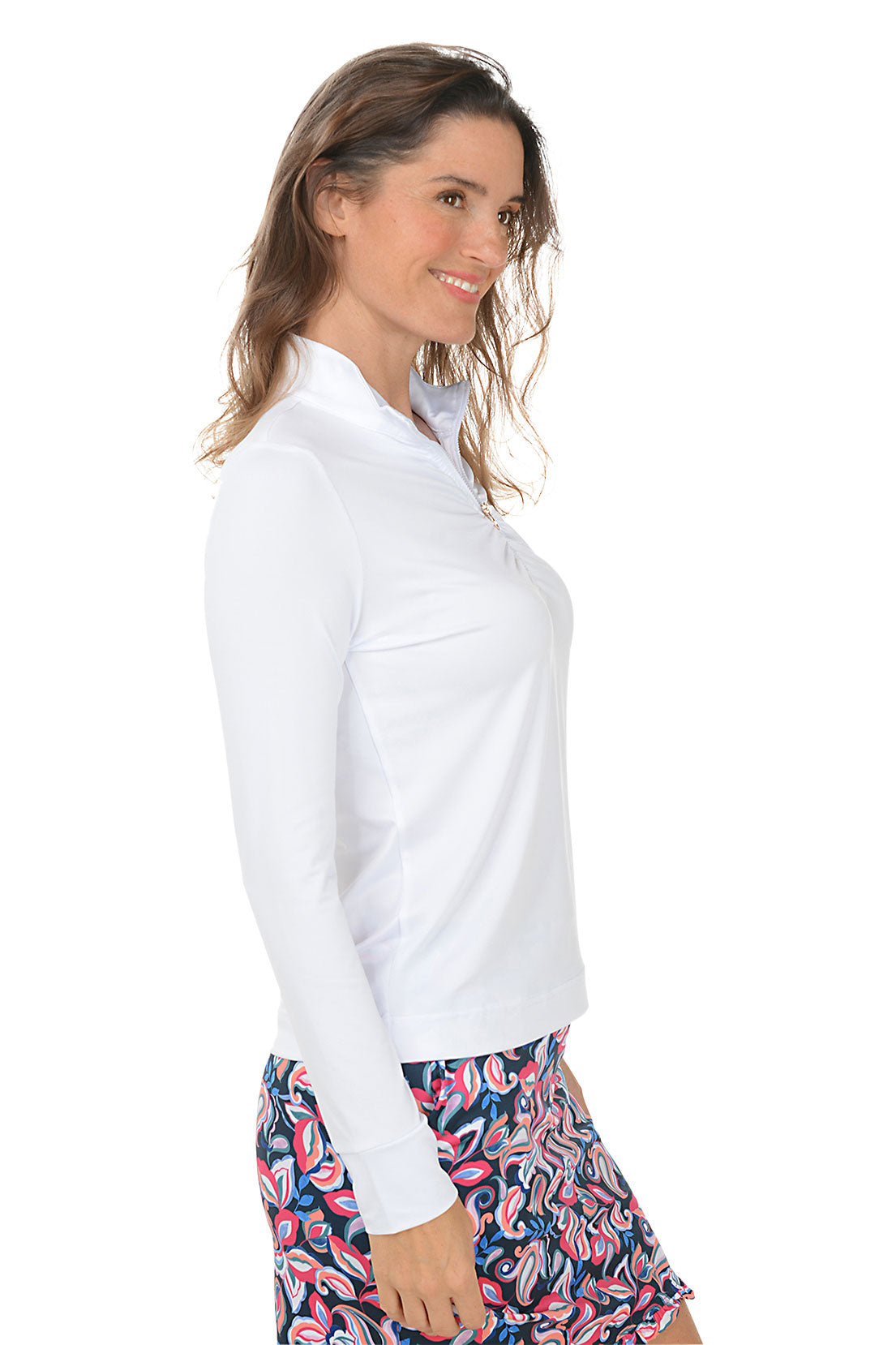 Women's Ruched Quarter Zip UPF 50+ Sun Protection Shirt - Lightweight Long Sleeve Outdoor Activewear for Hiking, Beach & Summer Activities