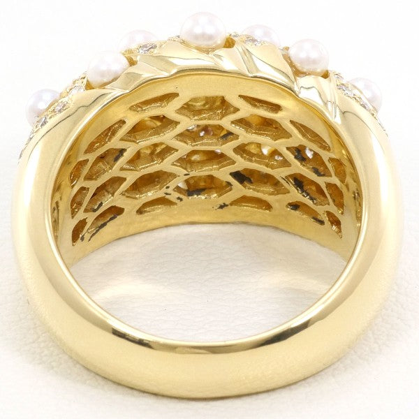 18K Yellow Gold Akoya Pearl Diamond Ring for Women - Elegant Bridal Jewelry, Anniversary Gift, Wedding Engagement Ring - Perfect for Special Occasions & Romantic Dates