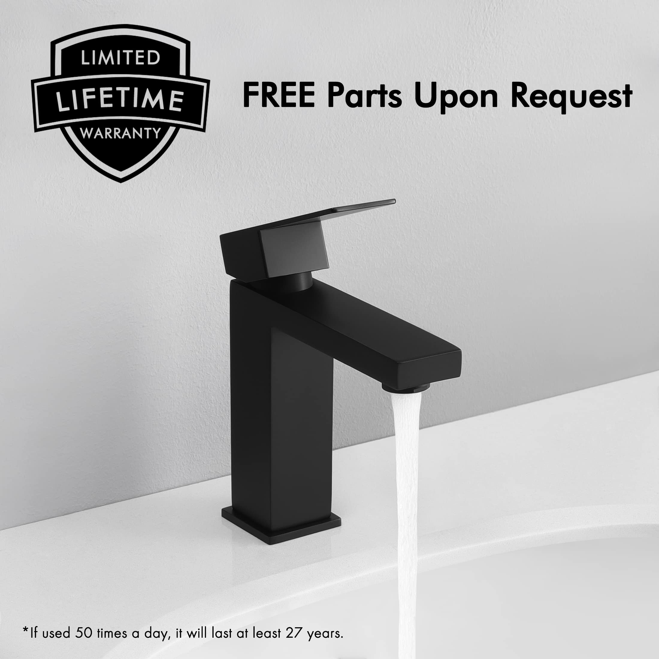 KES 2 Pack Black Bathroom Faucet with Sink Drain - No Overflow Modern Matte Finish for Bathroom Vanity, L3156ALF-BK-P2+S2008D-BK-TEM - Perfect for Home Renovation & Apartment Upgrades