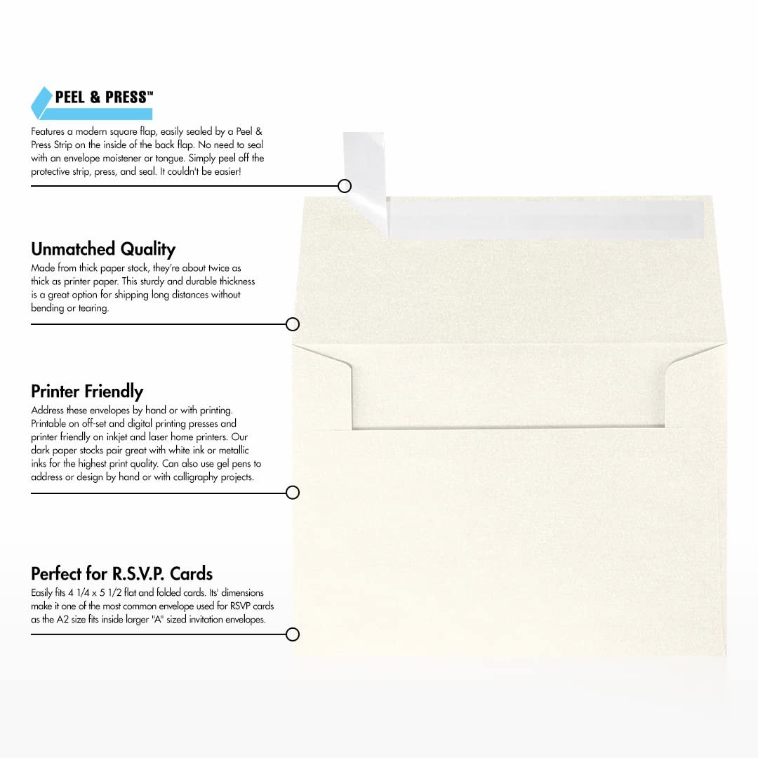 Premium A2 Invitation Envelopes with Peel & Press Seal - 4 3/8