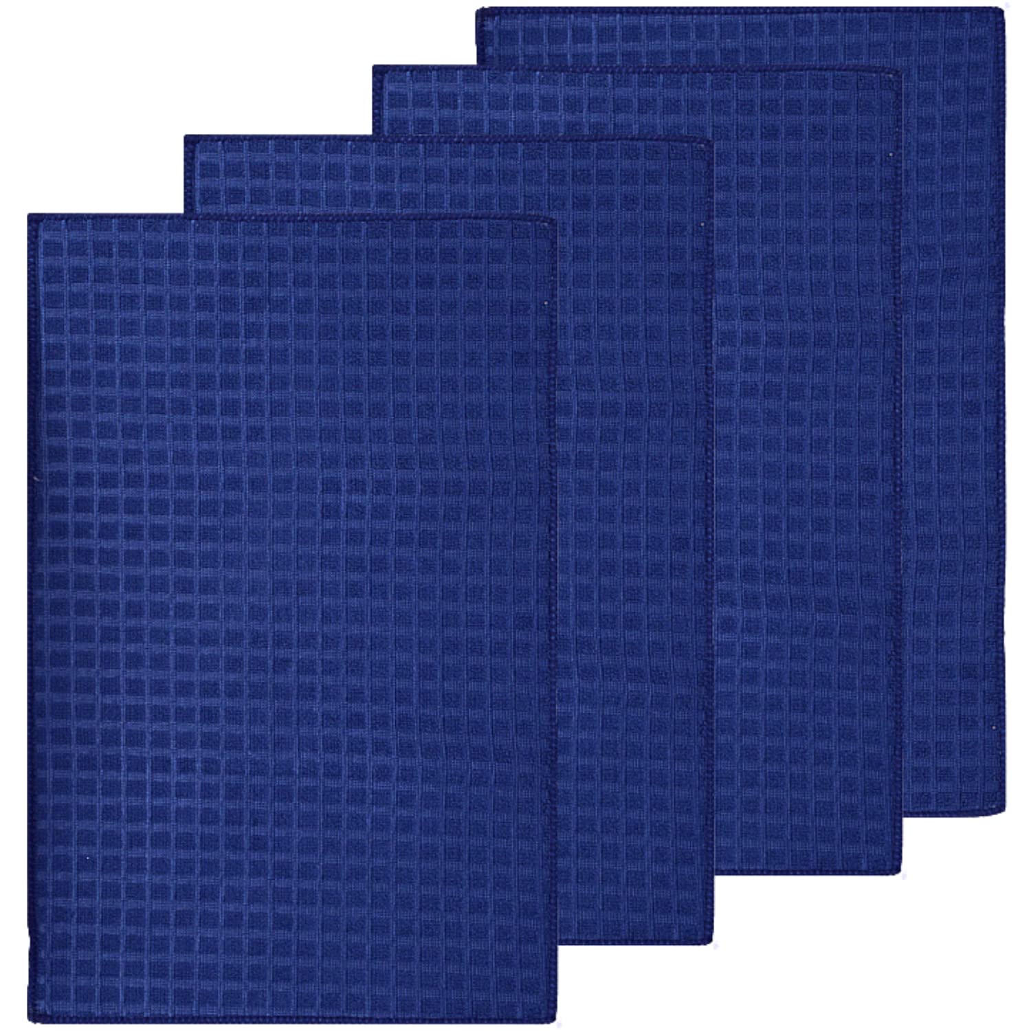 Premium Microfiber Dish Drying Mat Set - 5 Pack Navy Blue Absorbent & Reversible Kitchen Towels (11