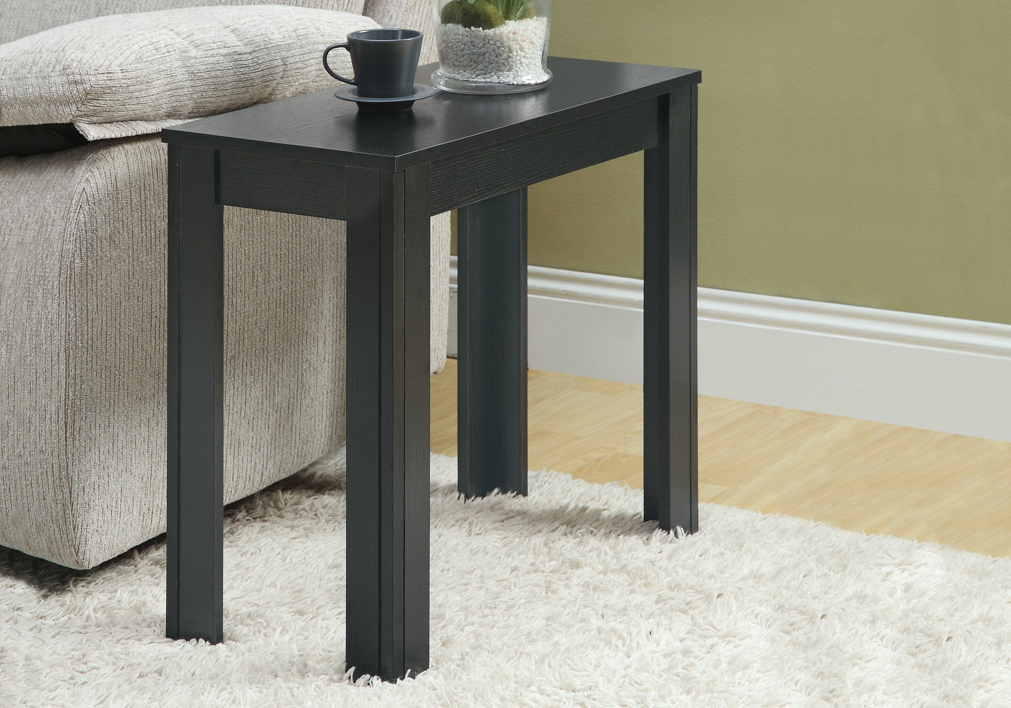 Black Oak Accent Table - Stylish Side Table for Living Room, Bedroom, or Entryway Decor