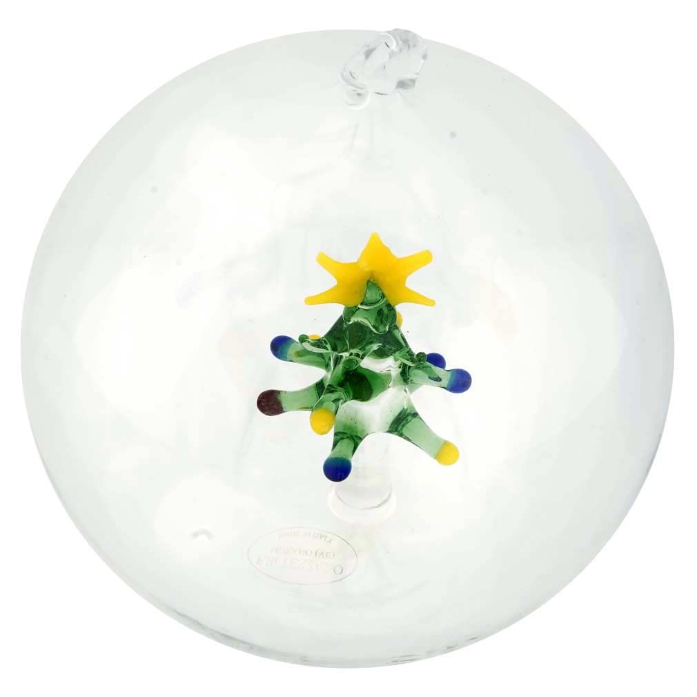 Venetian Murano Glass Christmas Tree Ornament - Handmade Italian Glass Ball for Holiday Decor, Christmas Tree Decoration & Festive Home Decor