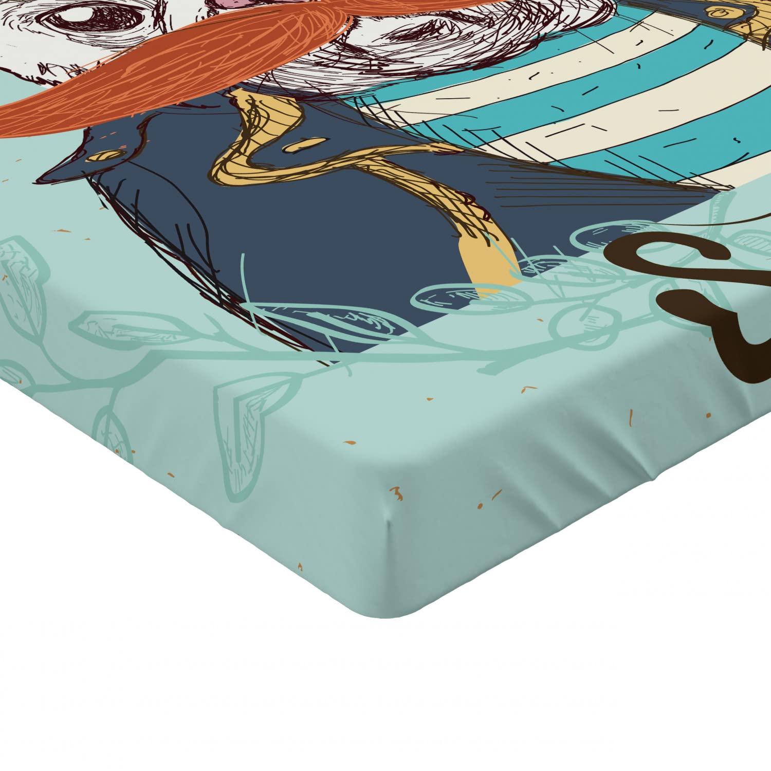 Ambesonne Pug Fitted Sheet - Twin XL, Pale Blue Navy Blue for Bed Comfort