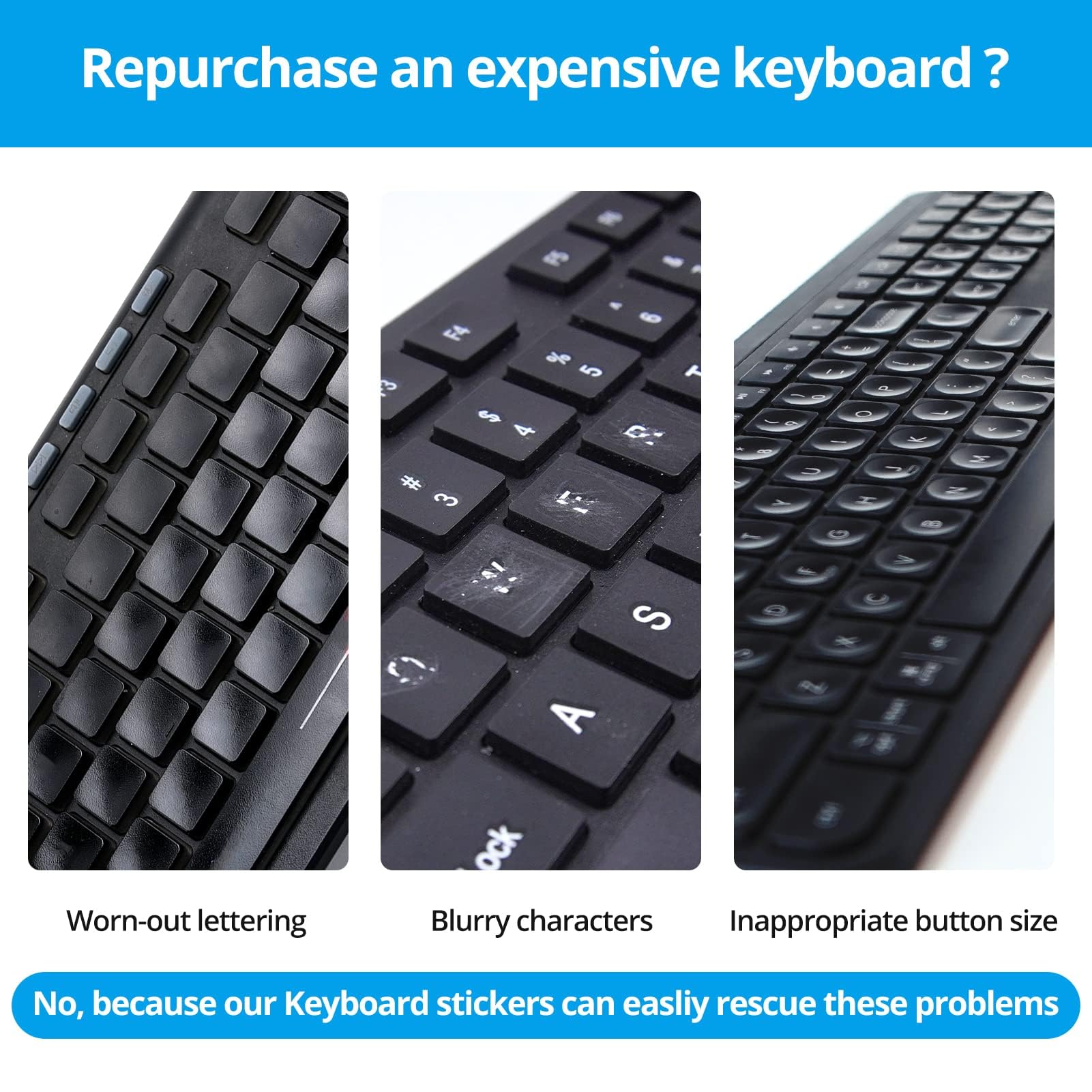 Ukrainian Keyboard Stickers 5-in-1 - White Letters on Black for Laptop & PC - Home & Office Use