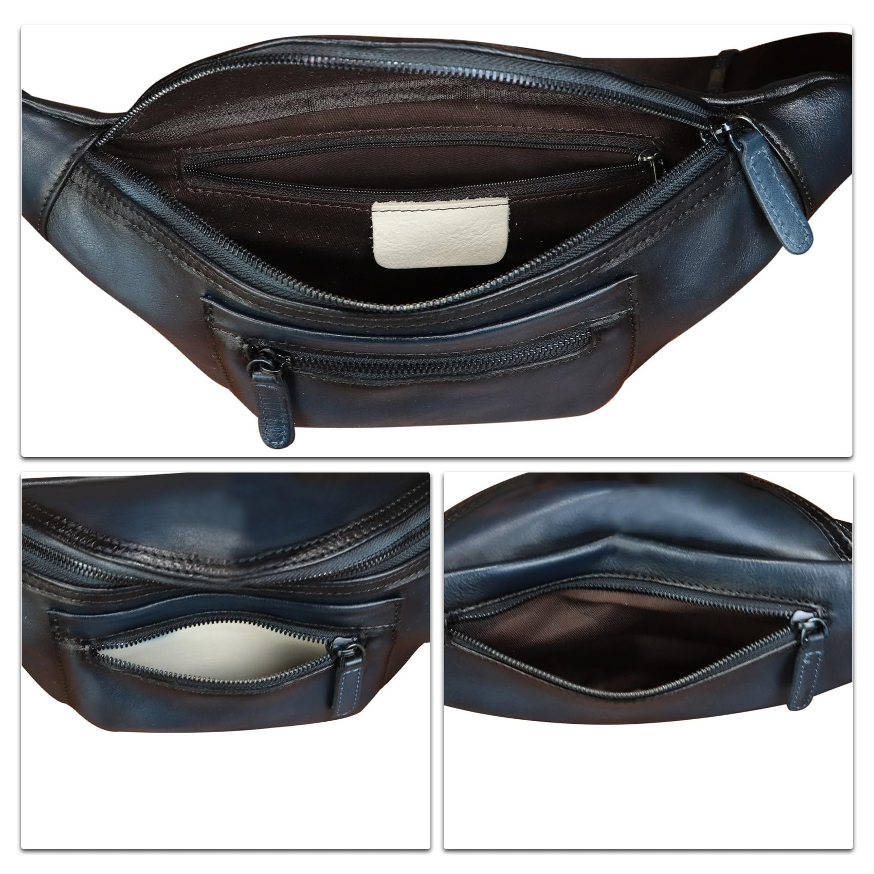 Vintage Genuine Leather Fanny Pack for Men & Women - Handmade Leather Waist Bag, Sling Backpack, Crossbody Purse (Blue) | Perfect for Travel, Hiking, Festivals & Everyday Use
