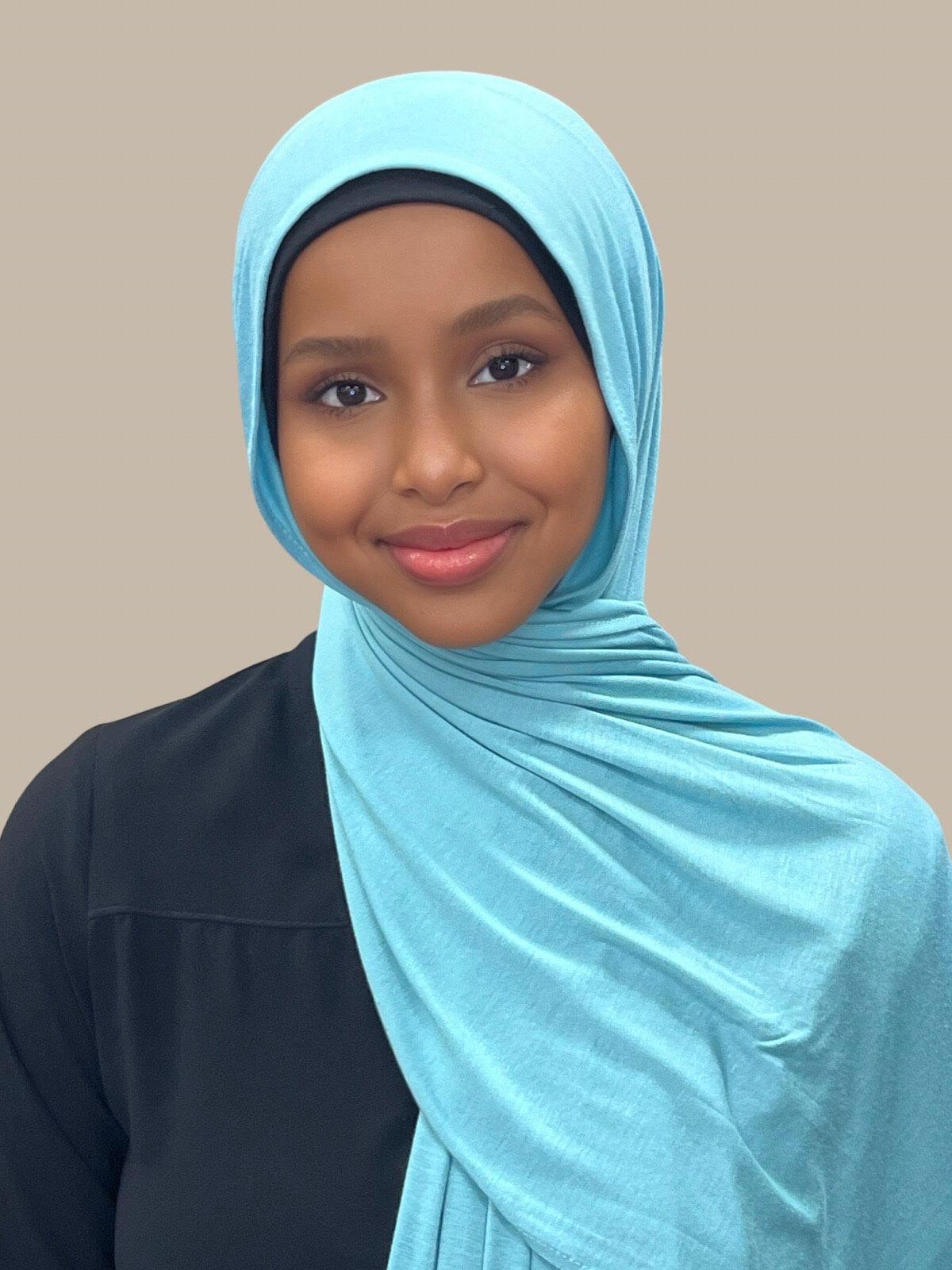 Classic Jersey Hijab in Blue Lagoon Color - Soft & Breathable Muslim Headscarf for Daily Wear, Prayer, and Modest Fashion