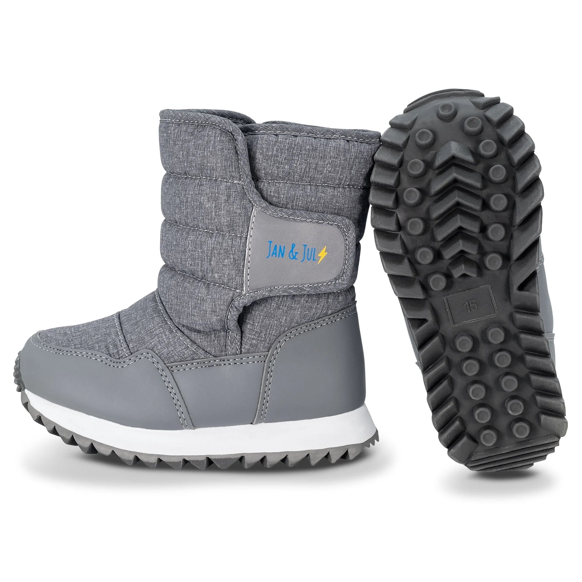 Jan & Jul Heather Grey Tall Puffy Boots for Kids - Waterproof Winter Snow Boots for Girls & Boys - Perfect for Outdoor Play, Snow Days & Cold Weather Adventures