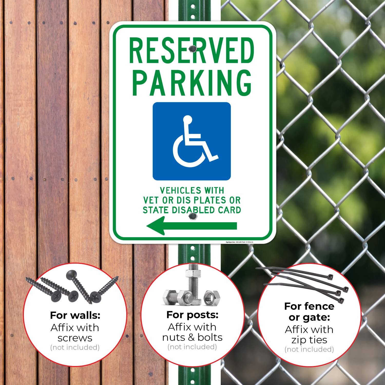 Wisconsin Handicap Parking Sign - 18x24 Inches, Rust-Free .063 Aluminum, Fade-Resistant - Reserved Parking for Vehicles with Vet Plates or State Disabled Cards (Left Arrow) - Made in USA - Perfect for Accessible Parking Spaces, Hospitals & Public Facilities