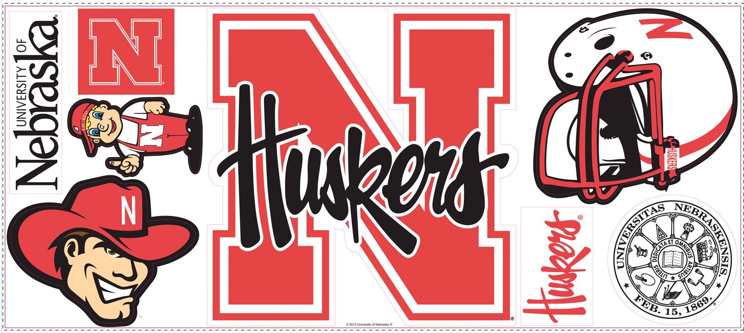 University of Nebraska Huskers Giant Peel and Stick Wall Decals - Removable College Dorm Room Decor for Bedroom, Game Room & Fan Cave - Officially Licensed NCAA Wall Stickers