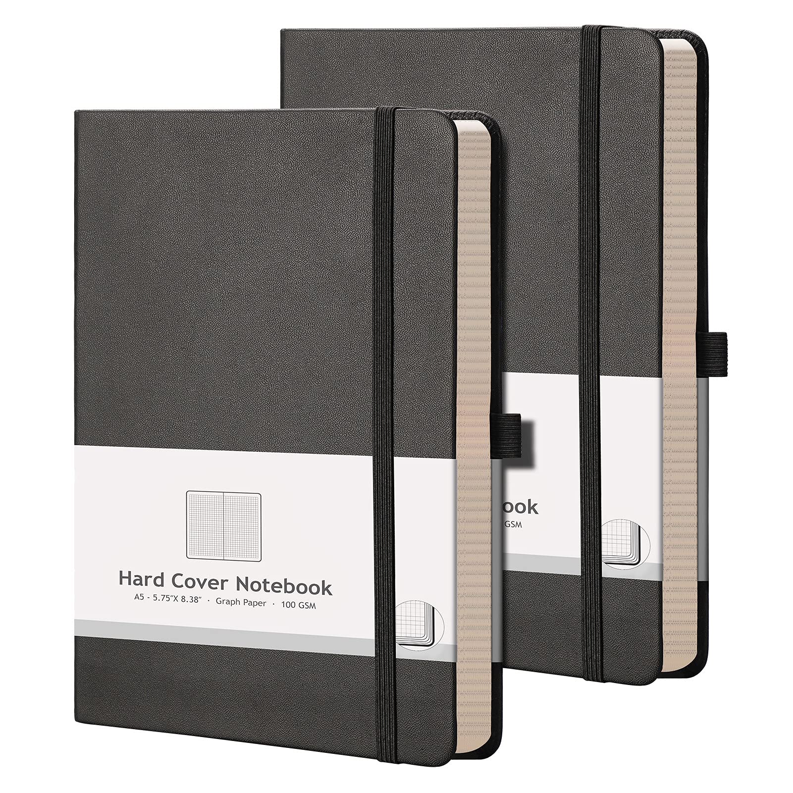 AHGXG 2-Pack A5 Graph Paper Notebook - 384 Page Grid Journal for Math & Science, 5.75