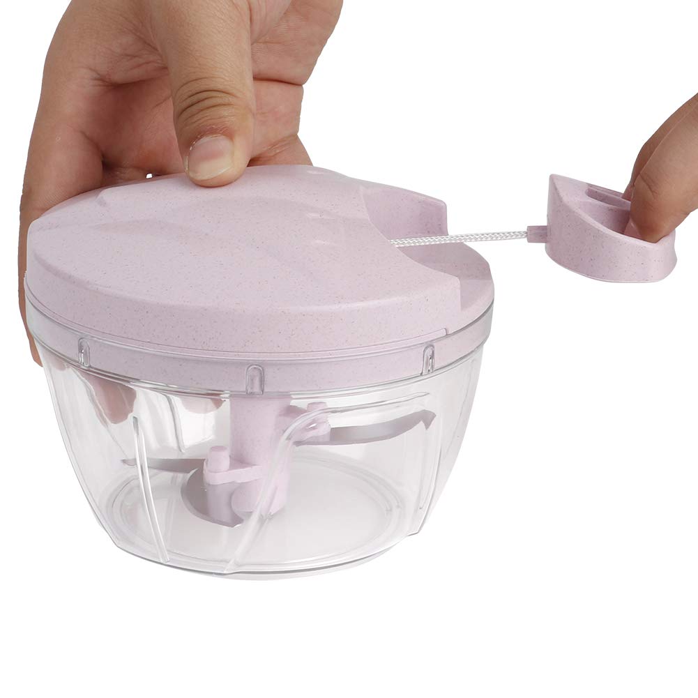 Restokki Manual Meat Grinder & Food Chopper - Mini Kitchen Gadget for Grinding Meat, Chopping Garlic, Vegetables, Onions & Fruits - Perfect for Home Cooking, Meal Prep & Camping (Pink)