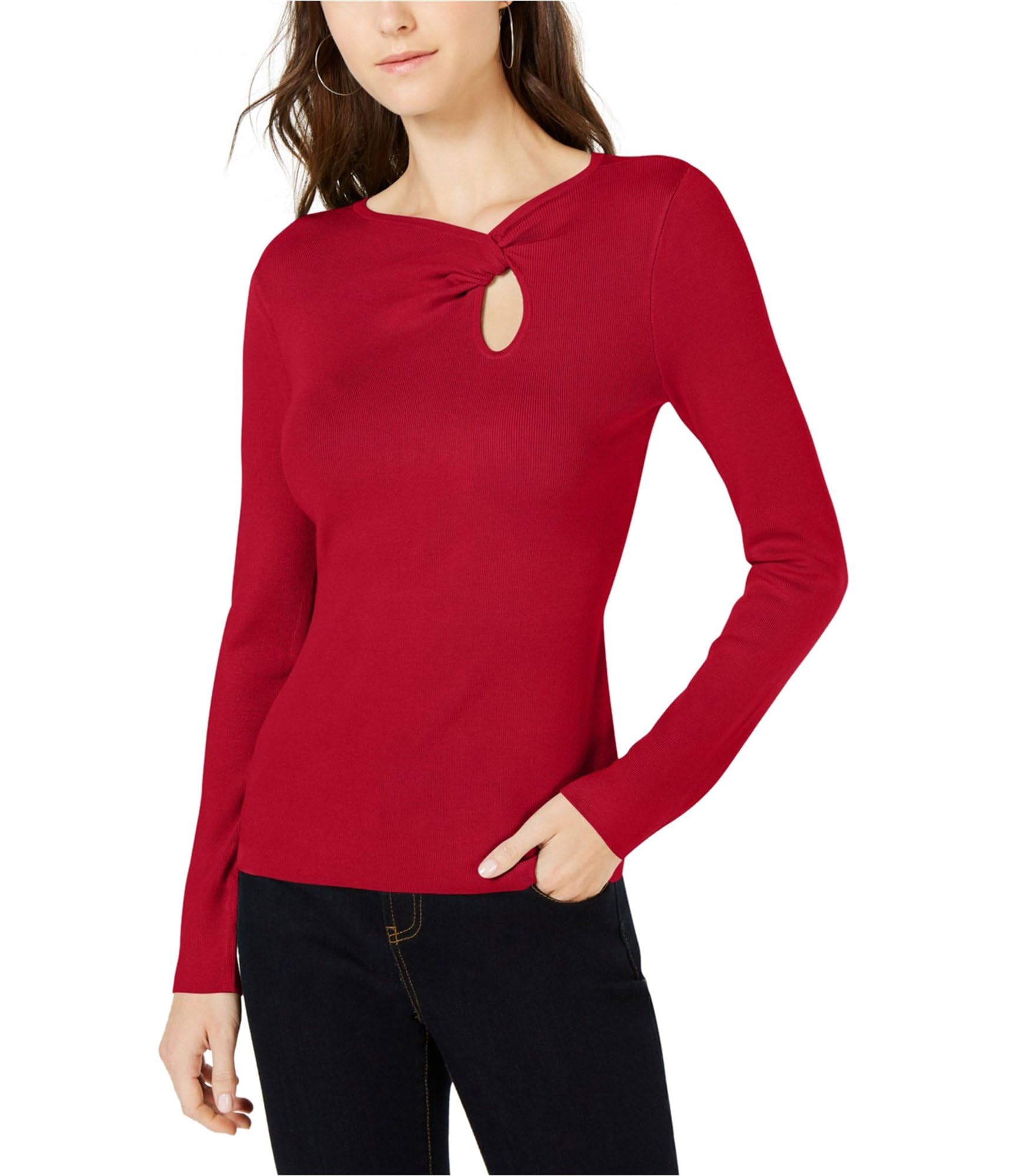 Women's Red Twist Neck Pullover Sweater - Medium Size | Cozy Casual Wear for Fall & Winter | Perfect for Office, Dates & Holiday Outfits