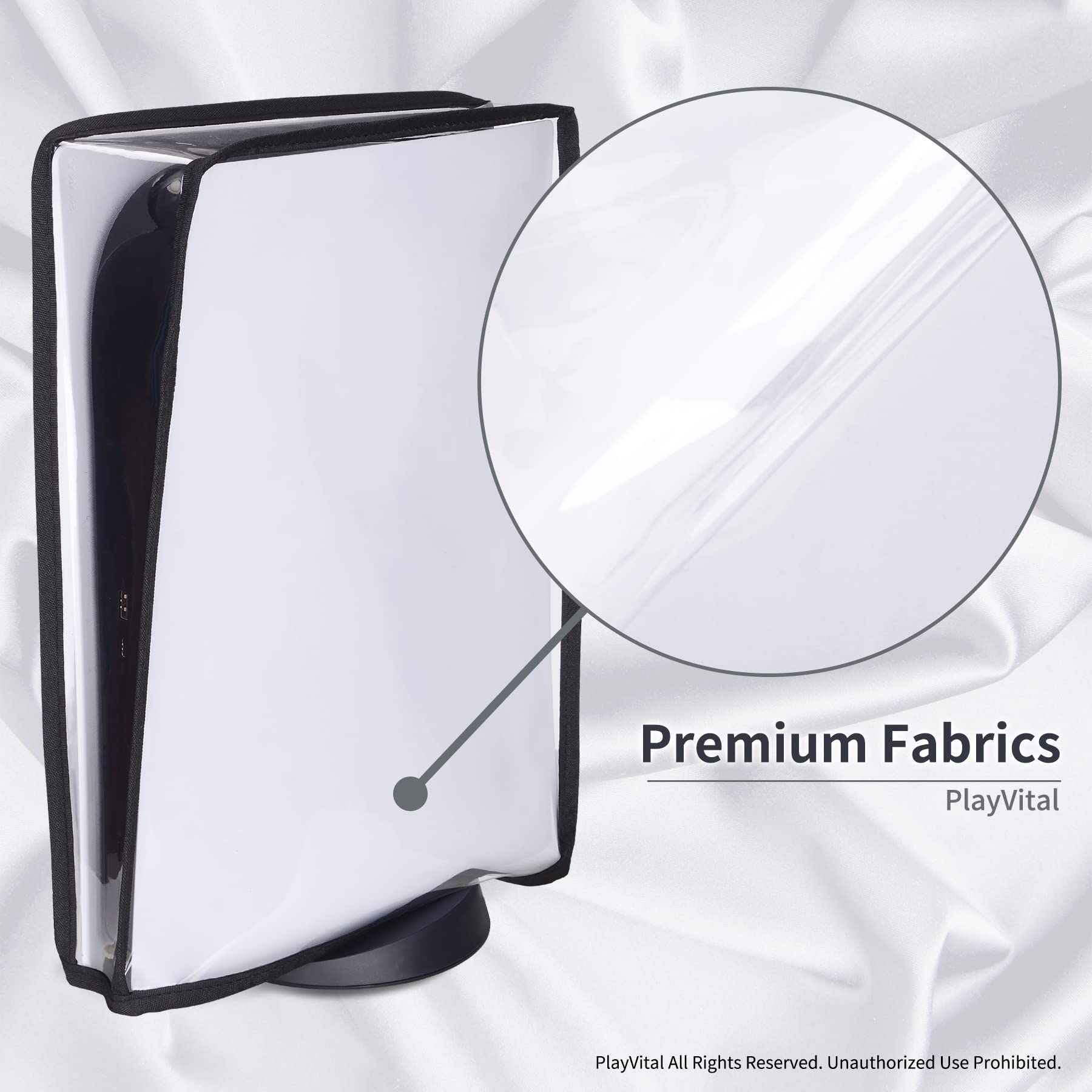 PlayVital Clear PS5 Dust Cover - Waterproof & Anti-Scratch Protection for PS5 Console (Digital & Disc Edition) - Perfect for Gaming Setup & Console Storage
