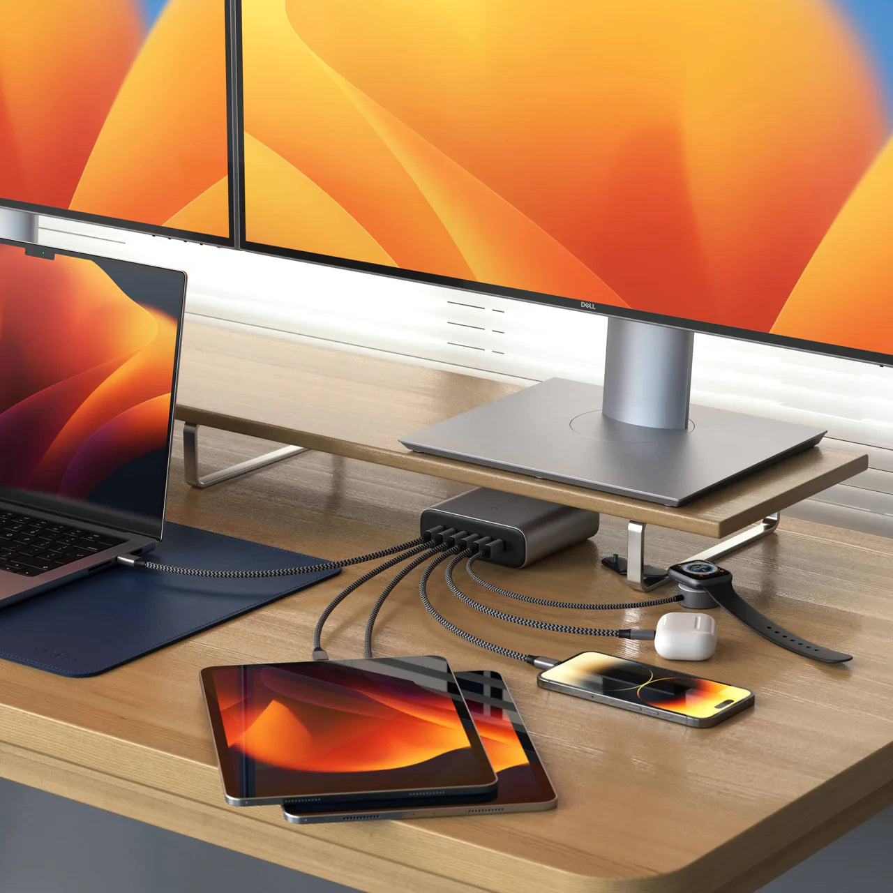 Satechi 200W USB C GaN Charger with 6 Ports - Fast Charging for MacBook, iPhone, iPad, Laptop & More - Perfect for Home, Office & Travel