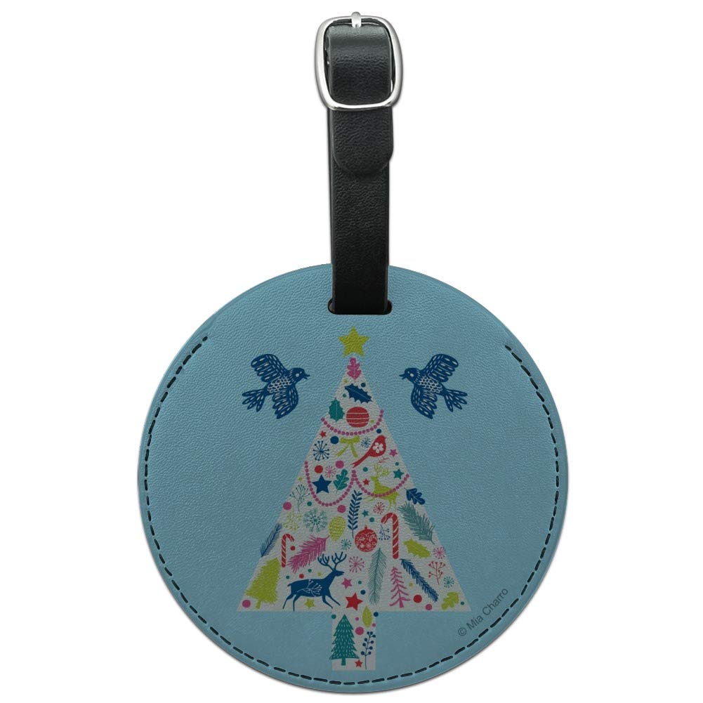 Vintage Round Leather Luggage Tag for Christmas Travel - Personalized Carry-On ID Tag for Suitcases & Bags | Perfect for Holiday Trips & Gift Giving