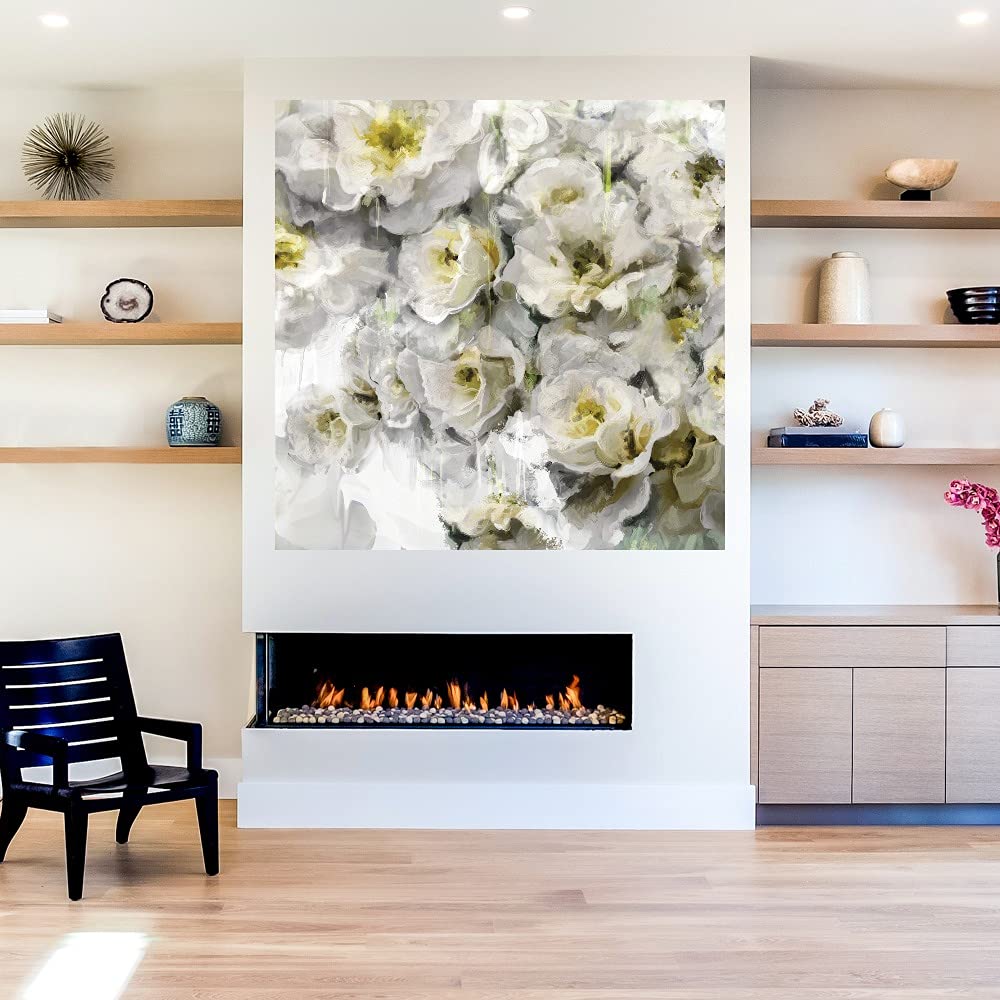 Greenhouse Blooms II Canvas Wall Art - 37x37 Inch Hand Painted Floral Decor for Living Room, Bedroom, Office - Ready to Hang Home Decor Perfect for Spring & Wedding Gifts