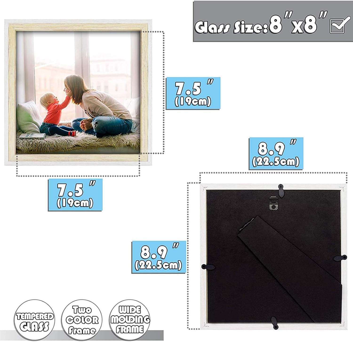 Golden State Art 12-Pack 8x8 Inch Dual-Tone Picture Frames with Built-in Easel & Sawtooth Hangers - Perfect for Baby Photos, Wedding Displays & Portrait Decor (White/Beige) | Ideal for Nursery, Living Room & Office Decorations