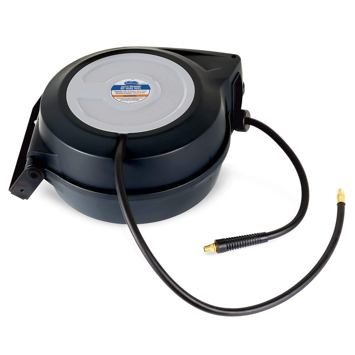 Eastwood 50ft Air Hose Reel with Hybrid Flex Polymer Hose - Heavy Duty Retractable Air Compressor Hose for Garage, Workshop & Automotive Use