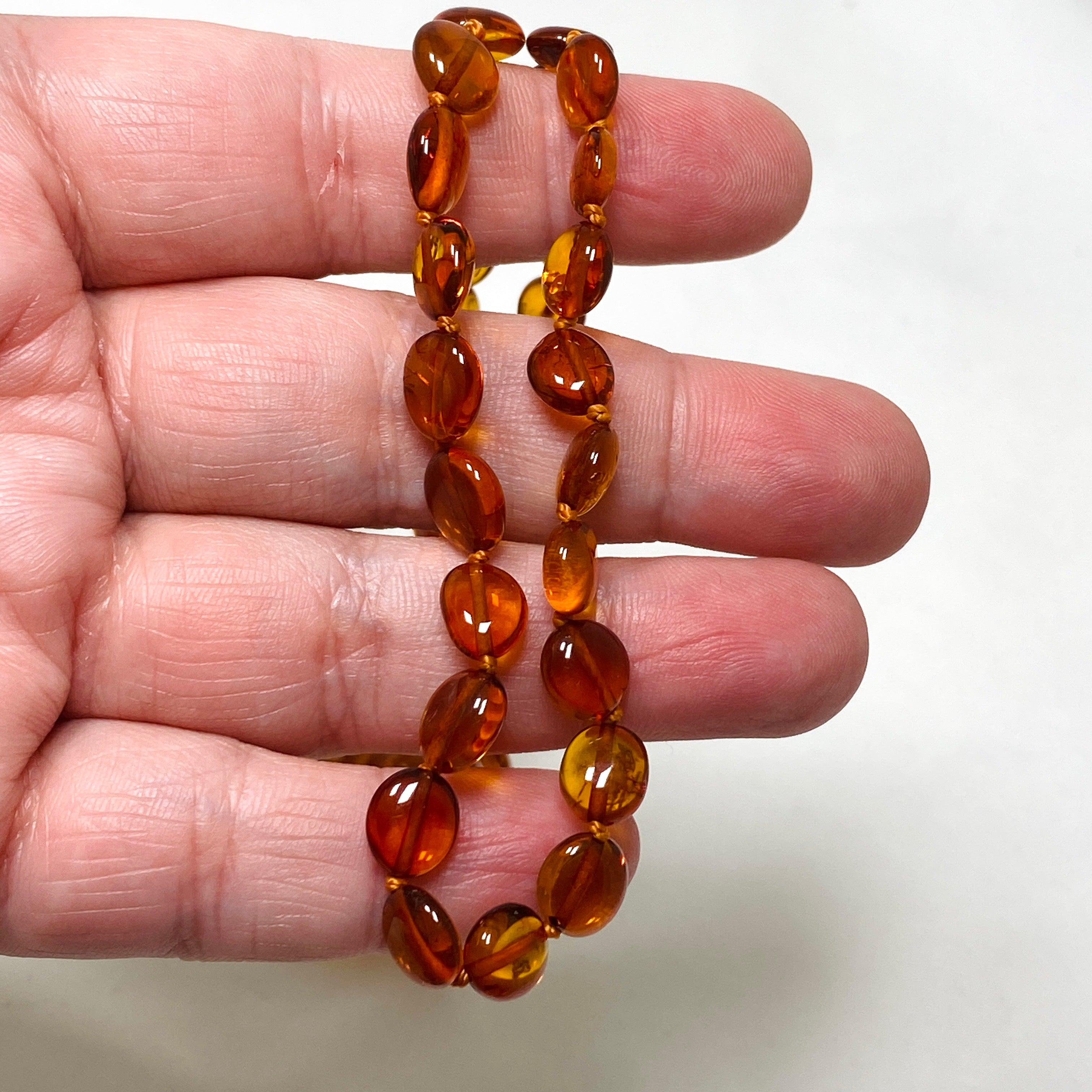 Natural Baltic Amber Cognac Oval Beaded Necklace - Handcrafted Jewelry for Women - Perfect for Healing, Fashion & Everyday Wear AMB276
