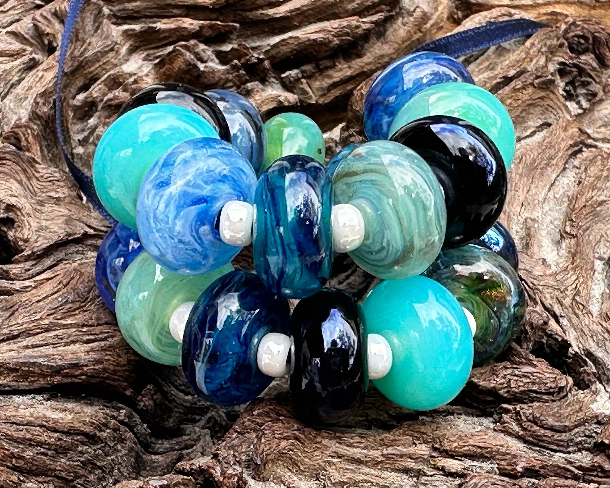 19pcs Blue Lampwork Glass Beads Set for Jewelry Making - Handmade SRA Beads DIY Craft Supplies for Necklaces, Bracelets & Earrings - Perfect for Gifts & Boho Style Accessories