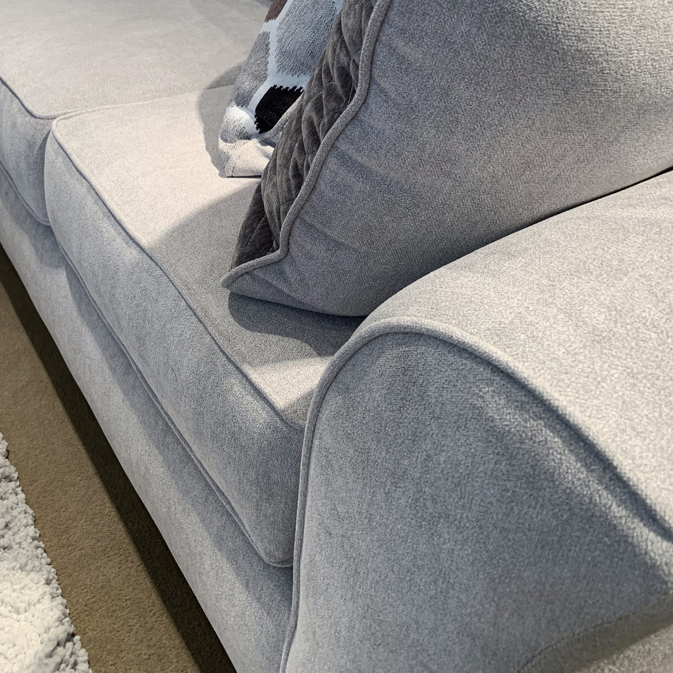 Camero Fabric Pillowback Loveseat in Silver - Modern Two-Seater Sofa for Living Room, Lounge & Small Spaces