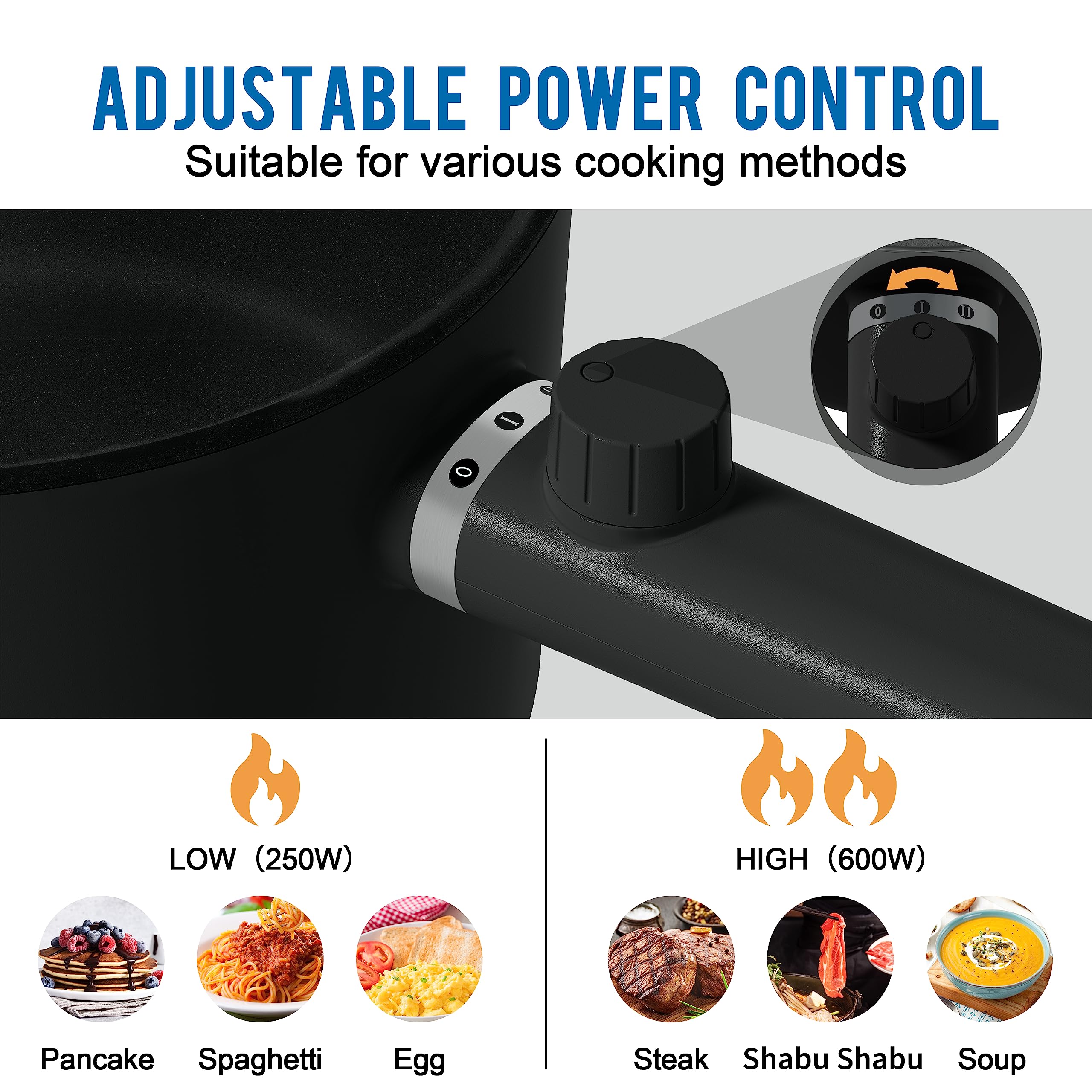 Topwit Electric Hot Pot with Steamer - 1.5L Multi-Functional Cooker for Ramen, Pasta & Frying | BPA Free Non-Stick Pot with Dual Power Control | Overheat & Dry Boil Protection | Perfect for Dorm, Office & Small Kitchen Cooking (Black)