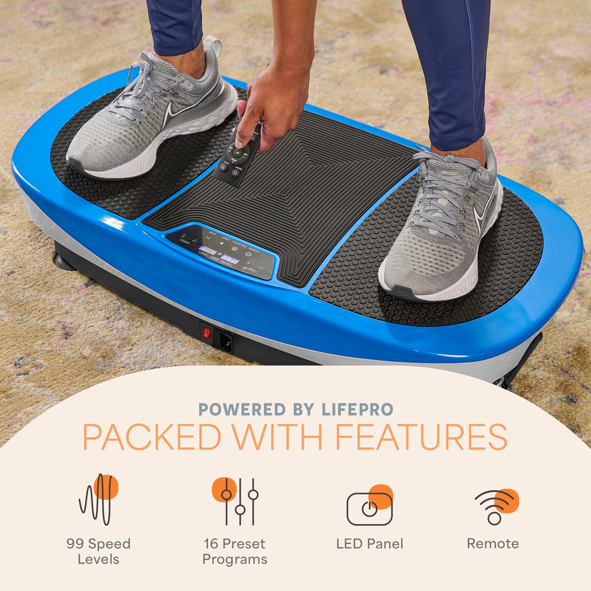 Lifepro Rumblex Max 4D Vibration Plate Exercise Machine with Resistance Bands - Home Fitness Equipment for Full Body Workout, Muscle Toning, Strength Training & Recovery - Perfect for Home Gym, Weight Loss & Physical Therapy