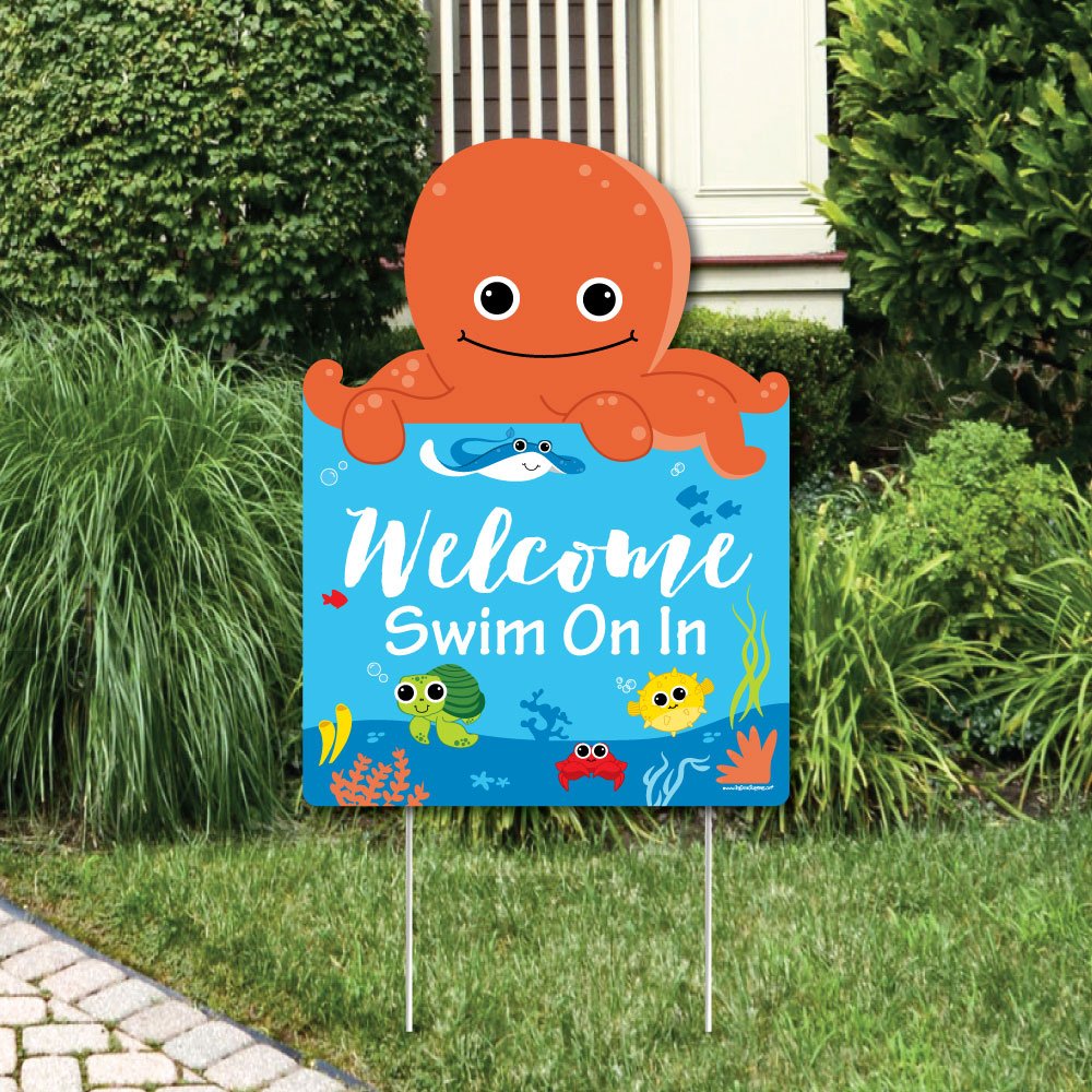 Under the Sea Critters Party Decorations - Big Dot of Happiness Birthday & Baby Shower Welcome Yard Sign - Perfect for Ocean Theme Parties, Kids Events & Nursery Decor