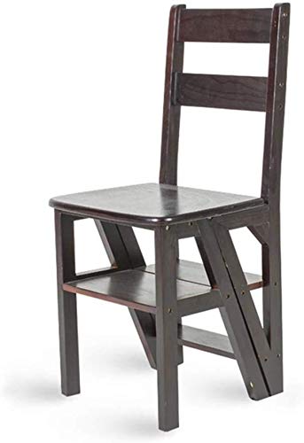 NEVKA 4-Step Foldable Wooden Ladder - Lightweight Folding Step Stool with Backrest, Multi-Purpose Kitchen & Garden Stool for Home, Office, and Outdoor Use